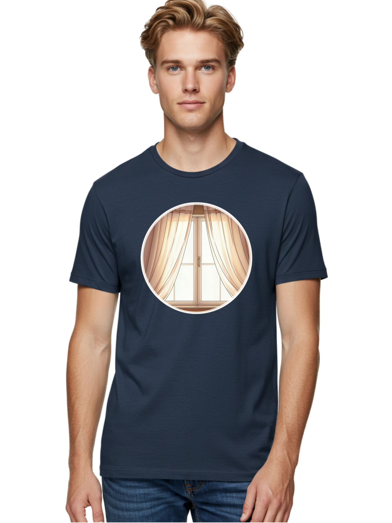 Window-With-Curtains Men'S Graphic Tee, 100% Cotton, Comfortable Casual Summer Wear, Machine Washable, Vintage Camera, Old Camera, Antique Camera, Black Camera, Classic Photography, Photography Equipment, Nostalgic Device, Film Camera, Baf667 4