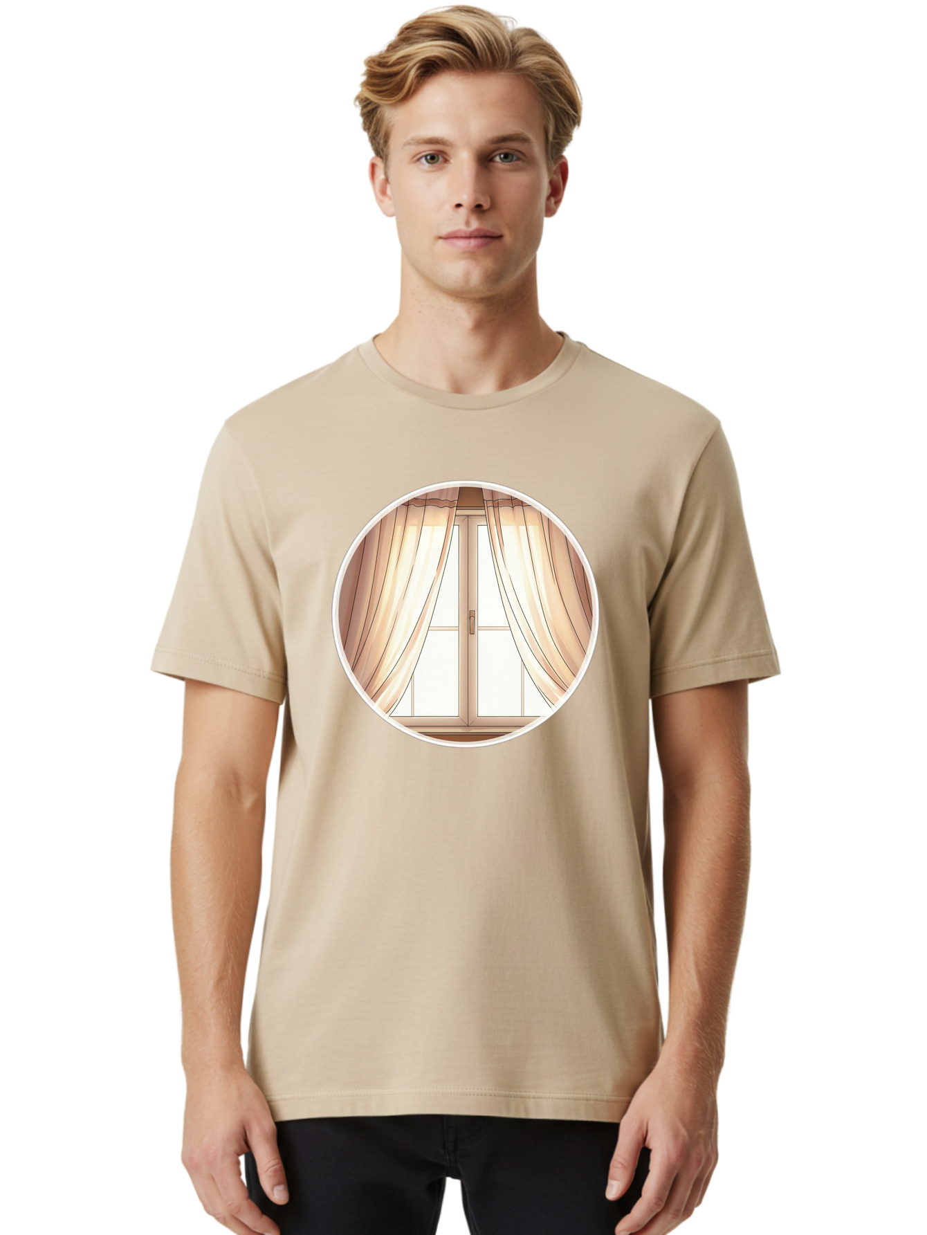 Window-With-Curtains Men'S Graphic Tee, 100% Cotton, Comfortable Casual Summer Wear, Machine Washable, Vintage Camera, Old Camera, Antique Camera, Black Camera, Classic Photography, Photography Equipment, Nostalgic Device, Film Camera, Baf667 8