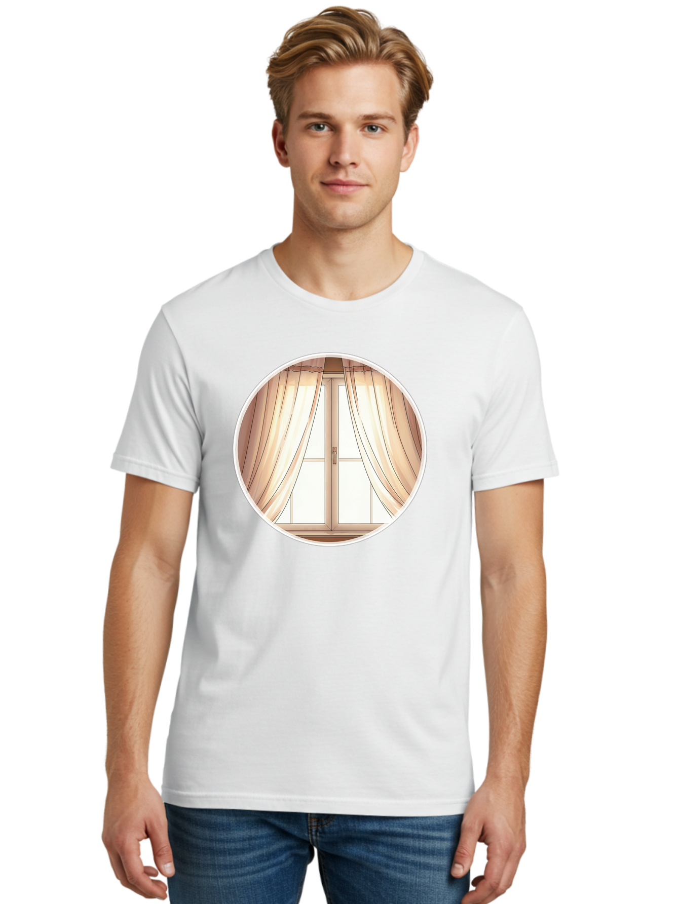 Window-With-Curtains Men'S Graphic Tee, 100% Cotton, Comfortable Casual Summer Wear, Machine Washable, Vintage Camera, Old Camera, Antique Camera, Black Camera, Classic Photography, Photography Equipment, Nostalgic Device, Film Camera, Baf667 22