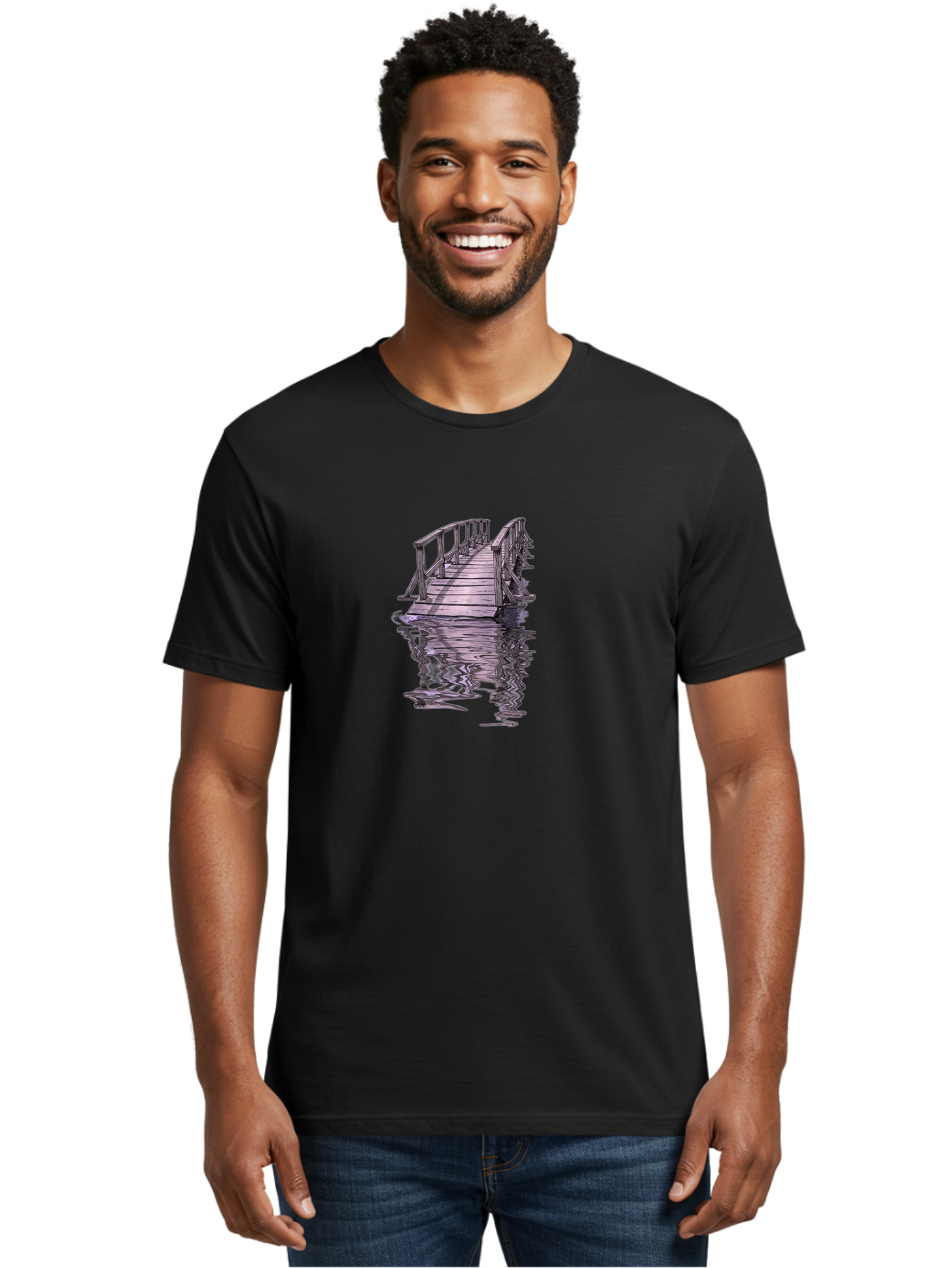 Wooden-Dock-Reflection Men'S Graphic Tee, 100% Cotton, Comfortable Casual Summer Wear, Machine Washable, Vintage Camera, Old Camera, Antique Camera, Black Camera, Classic Photography, Photography Equipment, Nostalgic Device, Film Camera, Baf673 12