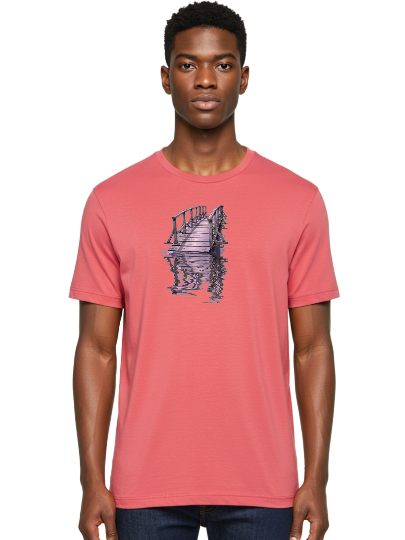 Wooden-Dock-Reflection Men'S Graphic Tee, 100% Cotton, Comfortable Casual Summer Wear, Machine Washable, Vintage Camera, Old Camera, Antique Camera, Black Camera, Classic Photography, Photography Equipment, Nostalgic Device, Film Camera, Baf673 14