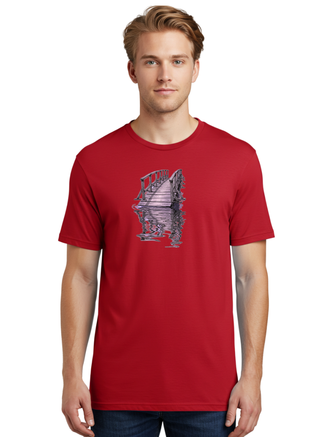 Wooden-Dock-Reflection Men'S Graphic Tee, 100% Cotton, Comfortable Casual Summer Wear, Machine Washable, Vintage Camera, Old Camera, Antique Camera, Black Camera, Classic Photography, Photography Equipment, Nostalgic Device, Film Camera, Baf673 8