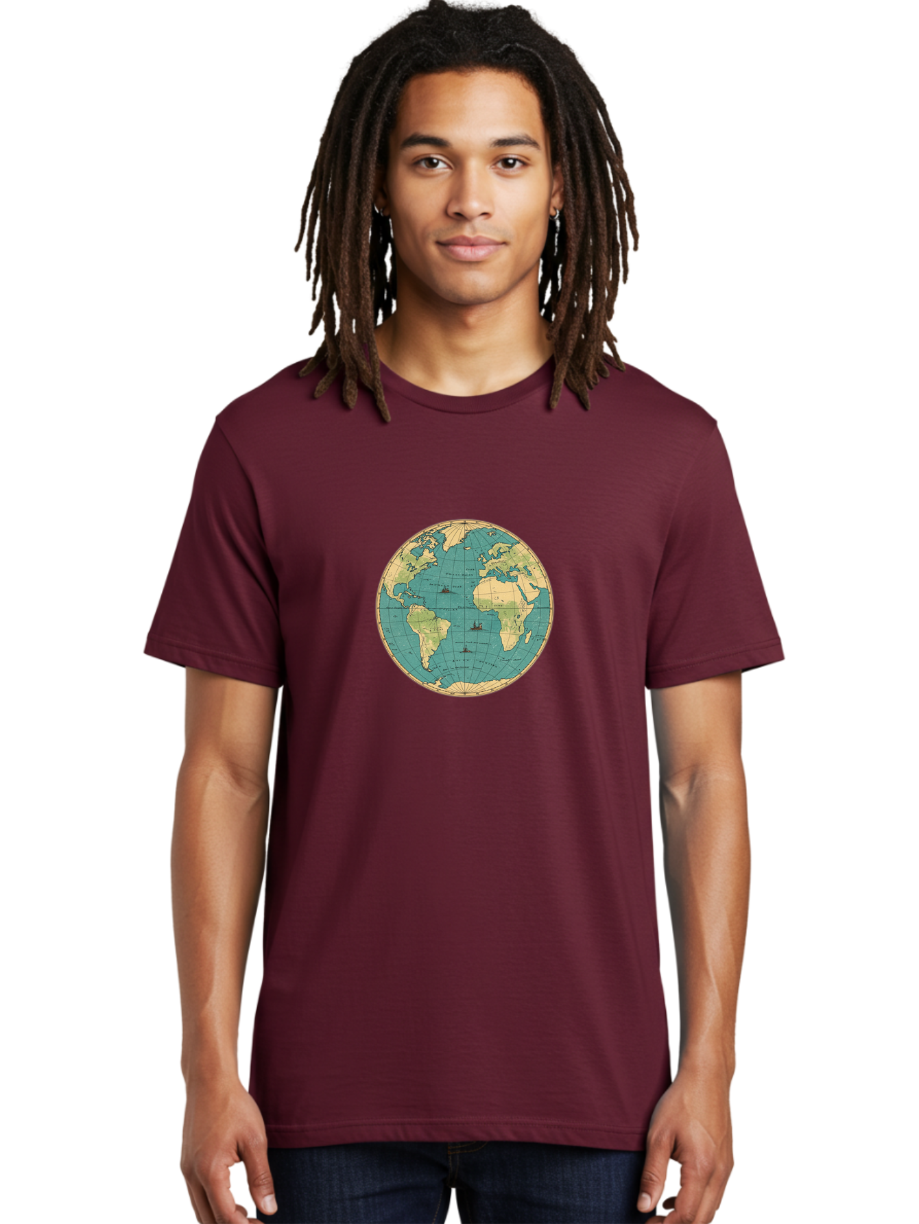 World-Map-Globe Men'S Graphic Tee, 100% Cotton, Comfortable Casual Summer Wear, Machine Washable, Vintage Camera, Old Camera, Antique Camera, Black Camera, Classic Photography, Photography Equipment, Nostalgic Device, Film Camera, Camera Art Baf675 8