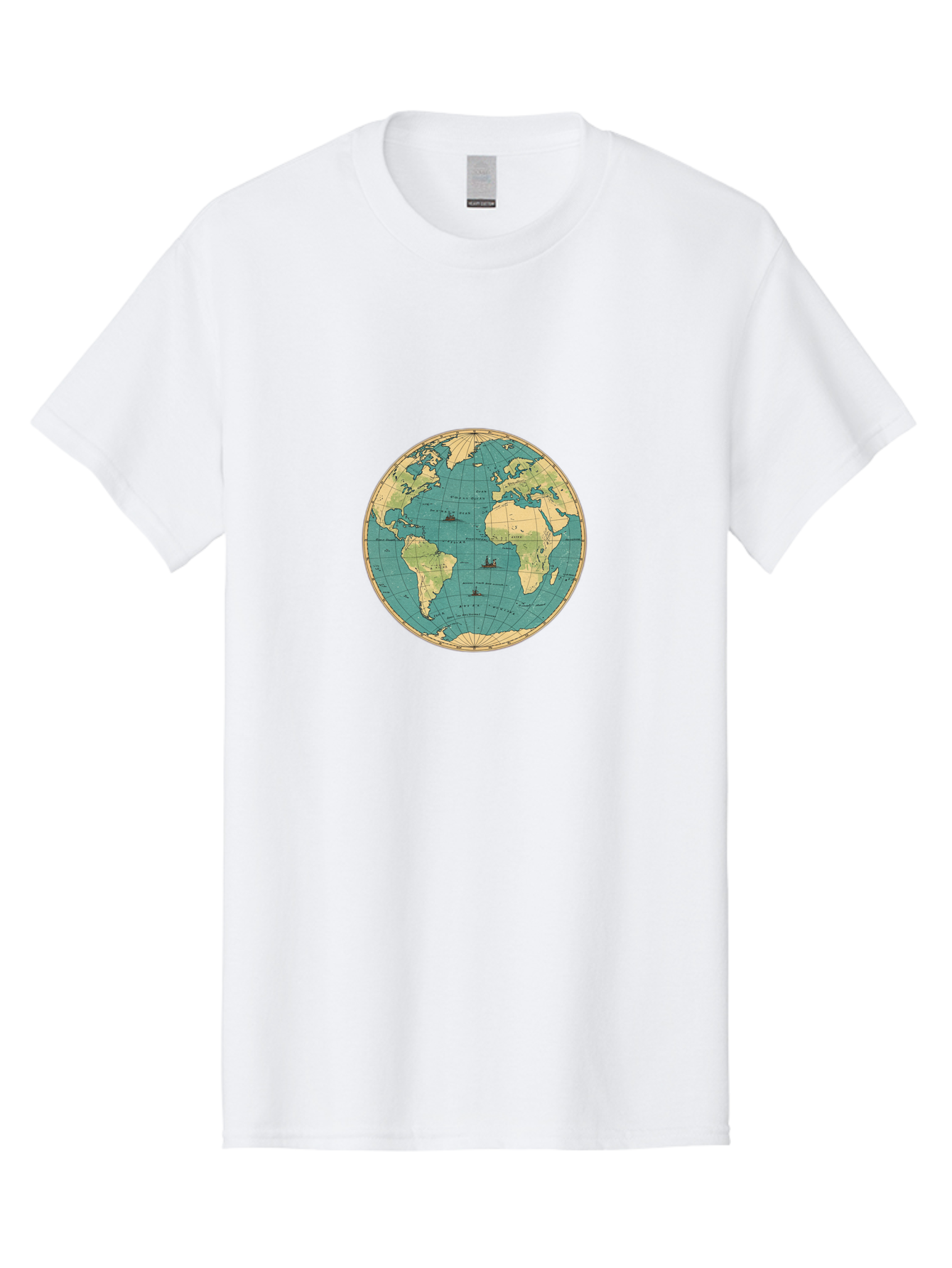 World-Map-Globe Men'S Graphic Tee, 100% Cotton, Comfortable Casual Summer Wear, Machine Washable, Vintage Camera, Old Camera, Antique Camera, Black Camera, Classic Photography, Photography Equipment, Nostalgic Device, Film Camera, Camera Art Baf675 1