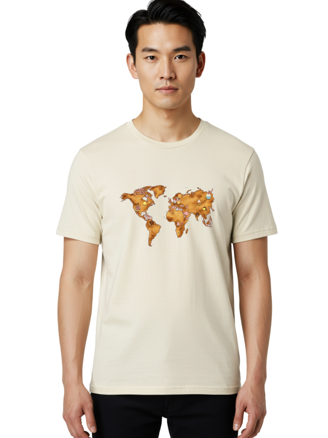 World-Map-With-Cupcakes Men'S Graphic Tee, 100% Cotton, Comfortable Casual Summer Wear, Machine Washable, Vintage Camera, Old Camera, Antique Camera, Black Camera, Classic Photography, Photography Equipment, Nostalgic Device, Film Camera, Baf676 8
