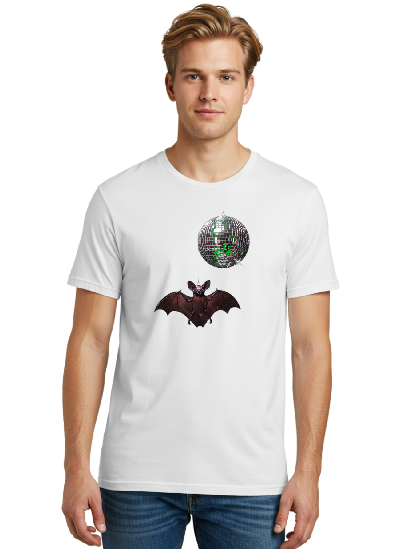 Bat-Disco-Ball Men'S Graphic Tee, 100% Cotton, Comfortable Casual Summer Wear, Machine Washable, Vintage Camera, Old Camera, Antique Camera, Black Camera, Classic Photography, Photography Equipment, Nostalgic Device, Film Camera, Camera Art Baf690 24