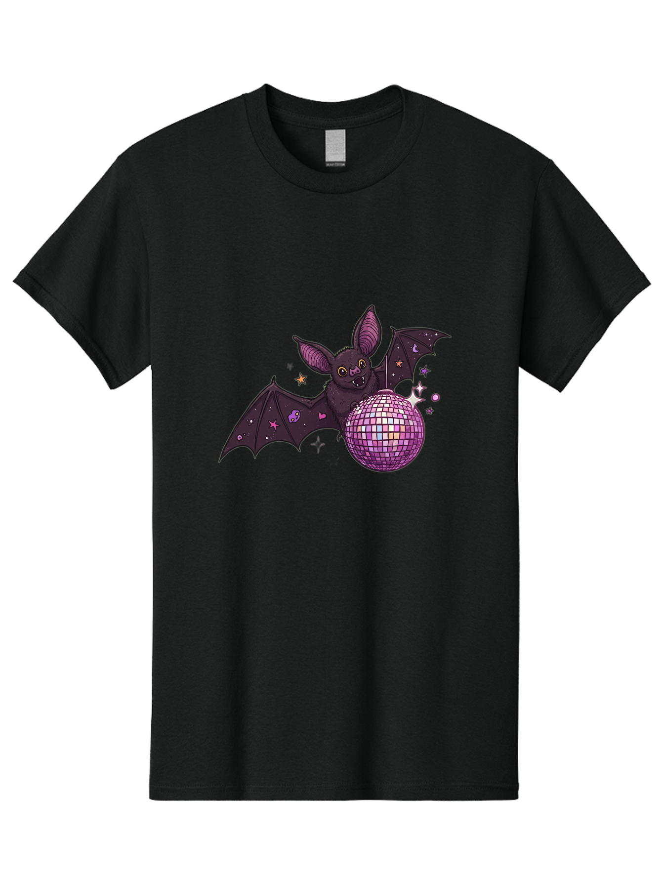 Bat-Holding-Disco-Ball-2 Men'S Graphic Tee, 100% Cotton, Comfortable Casual Summer Wear, Machine Washable, Vintage Camera, Old Camera, Antique Camera, Black Camera, Classic Photography, Photography Equipment, Nostalgic Device, Film Camera, Baf692 3