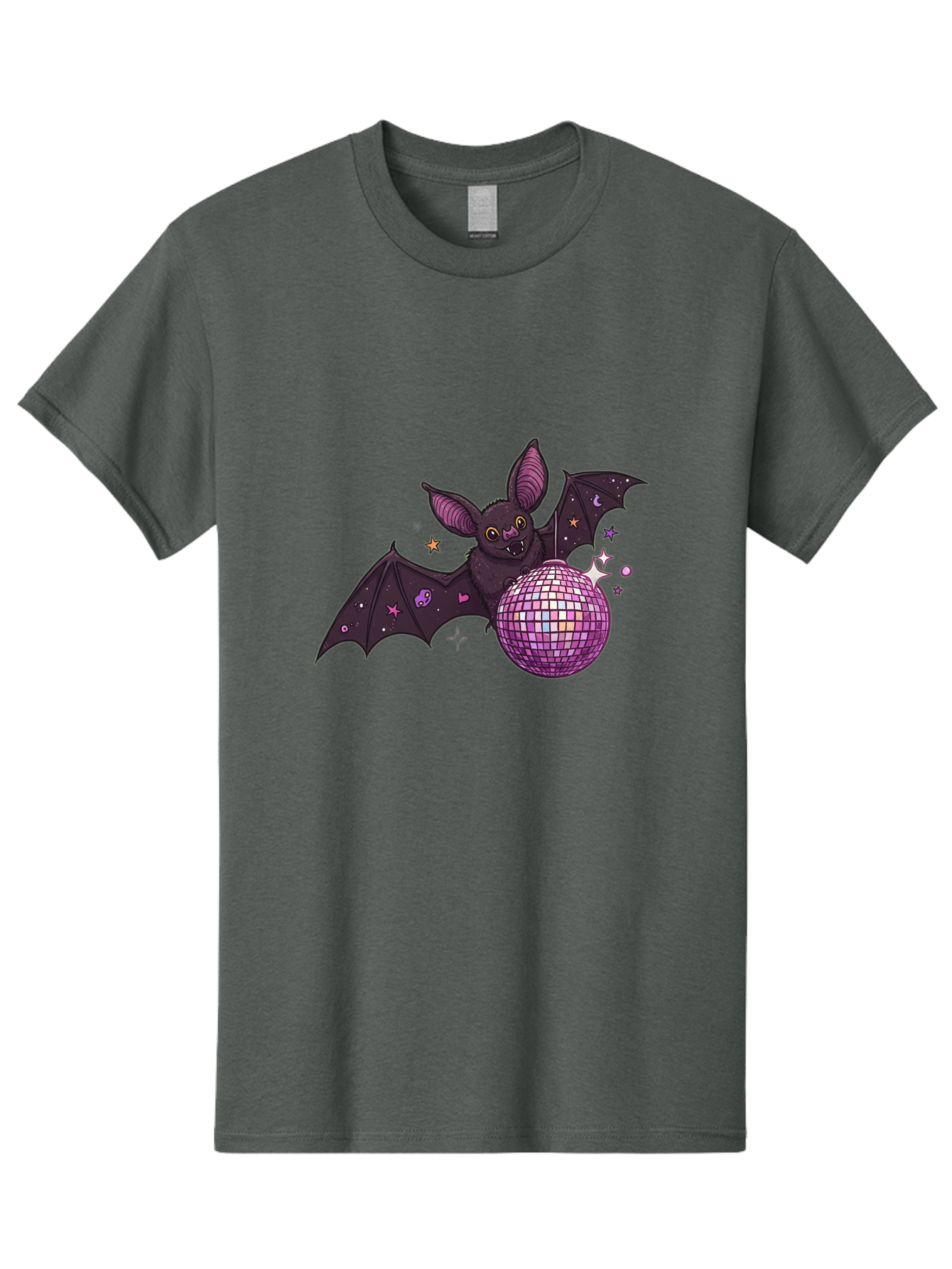 Bat-Holding-Disco-Ball-2 Men'S Graphic Tee, 100% Cotton, Comfortable Casual Summer Wear, Machine Washable, Vintage Camera, Old Camera, Antique Camera, Black Camera, Classic Photography, Photography Equipment, Nostalgic Device, Film Camera, Baf692 25