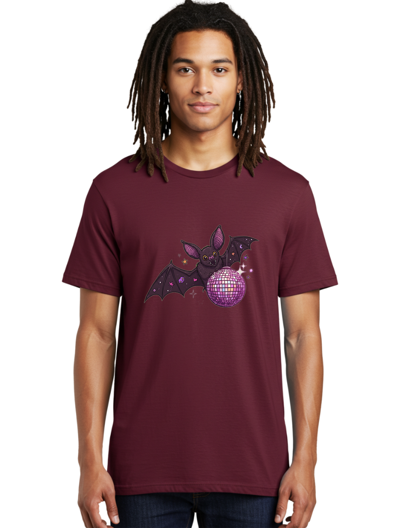 Bat-Holding-Disco-Ball-2 Men'S Graphic Tee, 100% Cotton, Comfortable Casual Summer Wear, Machine Washable, Vintage Camera, Old Camera, Antique Camera, Black Camera, Classic Photography, Photography Equipment, Nostalgic Device, Film Camera, Baf692 22