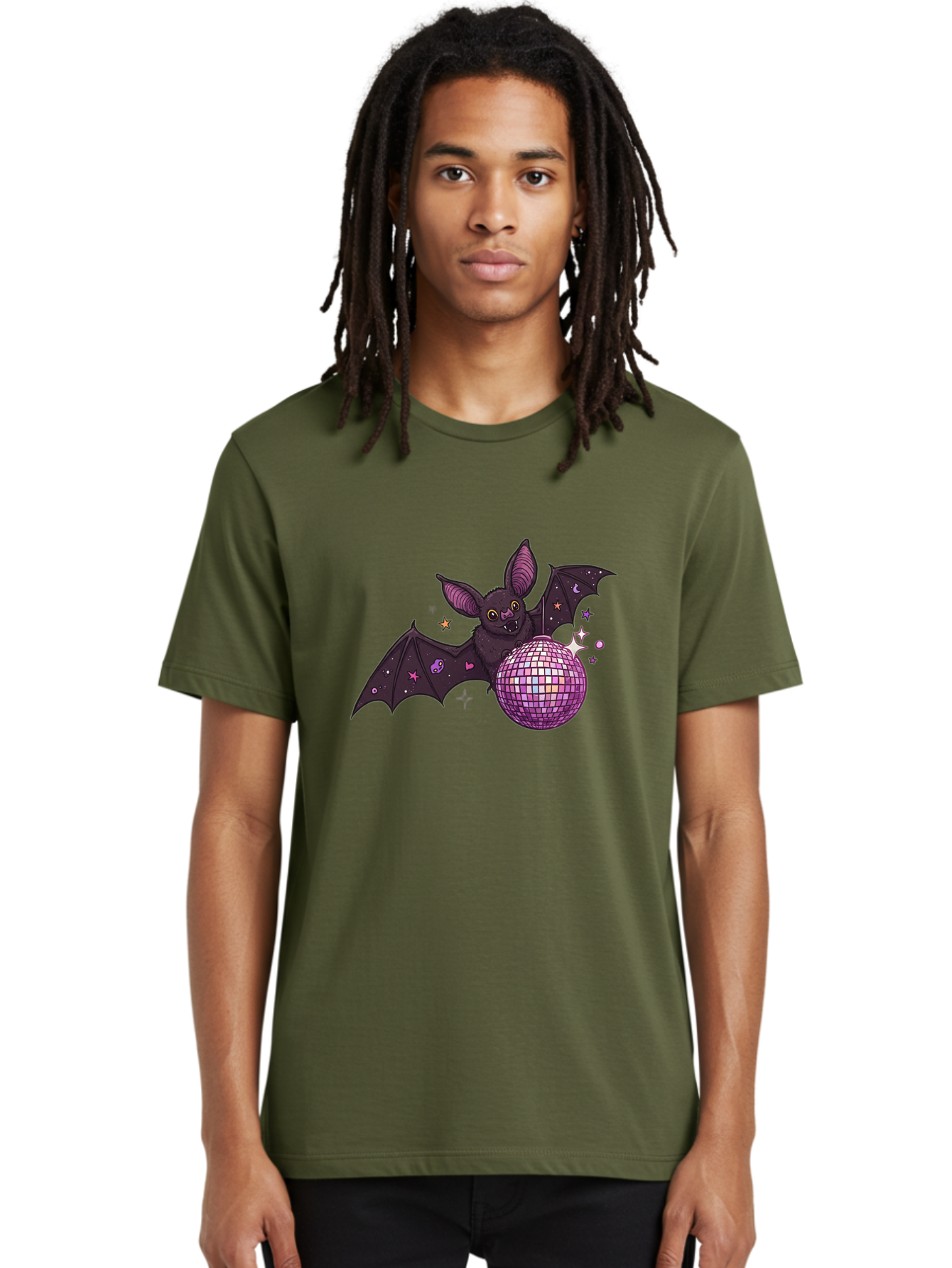 Bat-Holding-Disco-Ball-2 Men'S Graphic Tee, 100% Cotton, Comfortable Casual Summer Wear, Machine Washable, Vintage Camera, Old Camera, Antique Camera, Black Camera, Classic Photography, Photography Equipment, Nostalgic Device, Film Camera, Baf692 20