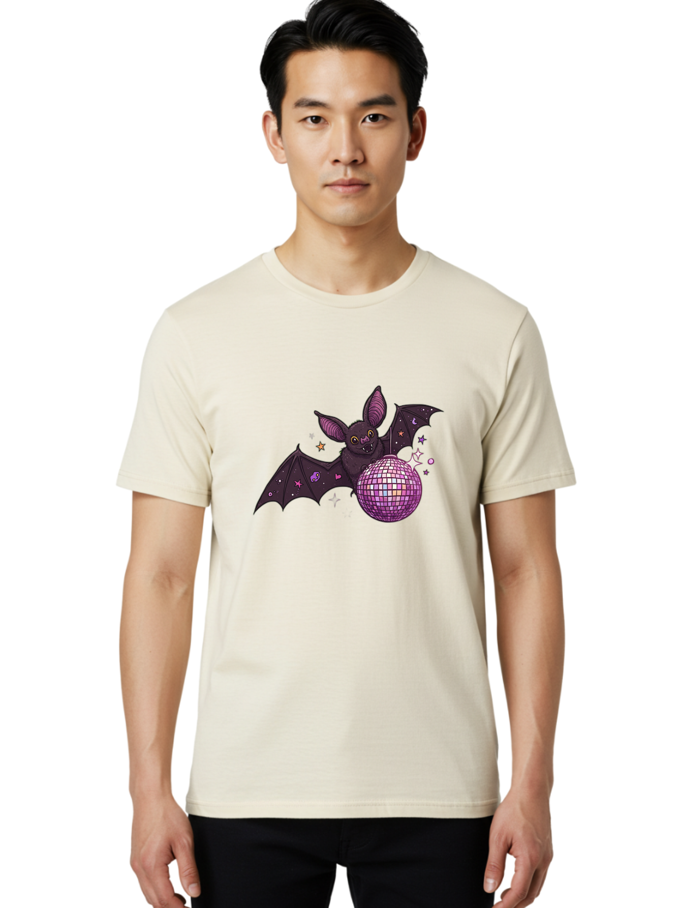 Bat-Holding-Disco-Ball-2 Men'S Graphic Tee, 100% Cotton, Comfortable Casual Summer Wear, Machine Washable, Vintage Camera, Old Camera, Antique Camera, Black Camera, Classic Photography, Photography Equipment, Nostalgic Device, Film Camera, Baf692 18