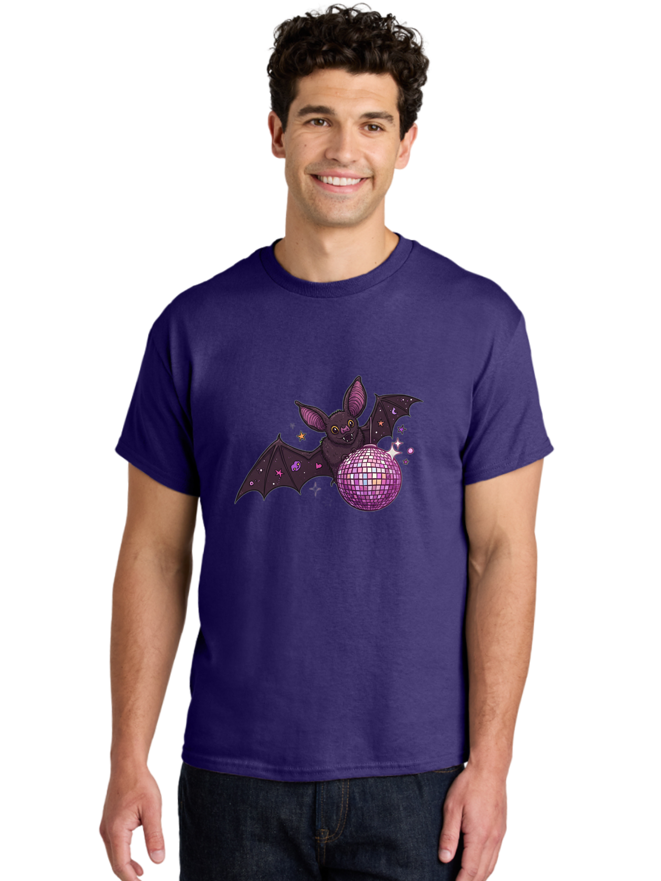 Bat-Holding-Disco-Ball-2 Men'S Graphic Tee, 100% Cotton, Comfortable Casual Summer Wear, Machine Washable, Vintage Camera, Old Camera, Antique Camera, Black Camera, Classic Photography, Photography Equipment, Nostalgic Device, Film Camera, Baf692 6