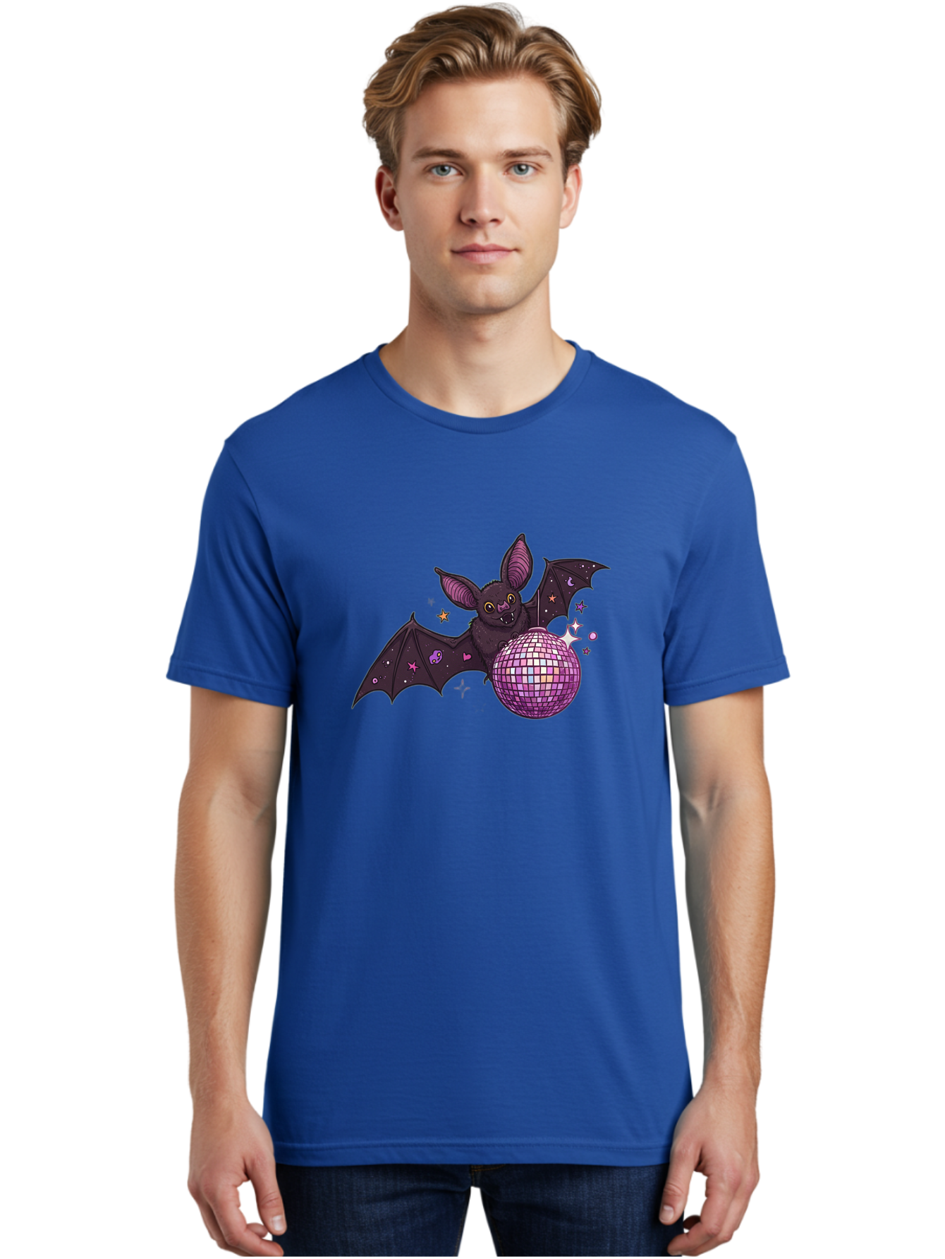 Bat-Holding-Disco-Ball-2 Men'S Graphic Tee, 100% Cotton, Comfortable Casual Summer Wear, Machine Washable, Vintage Camera, Old Camera, Antique Camera, Black Camera, Classic Photography, Photography Equipment, Nostalgic Device, Film Camera, Baf692 16