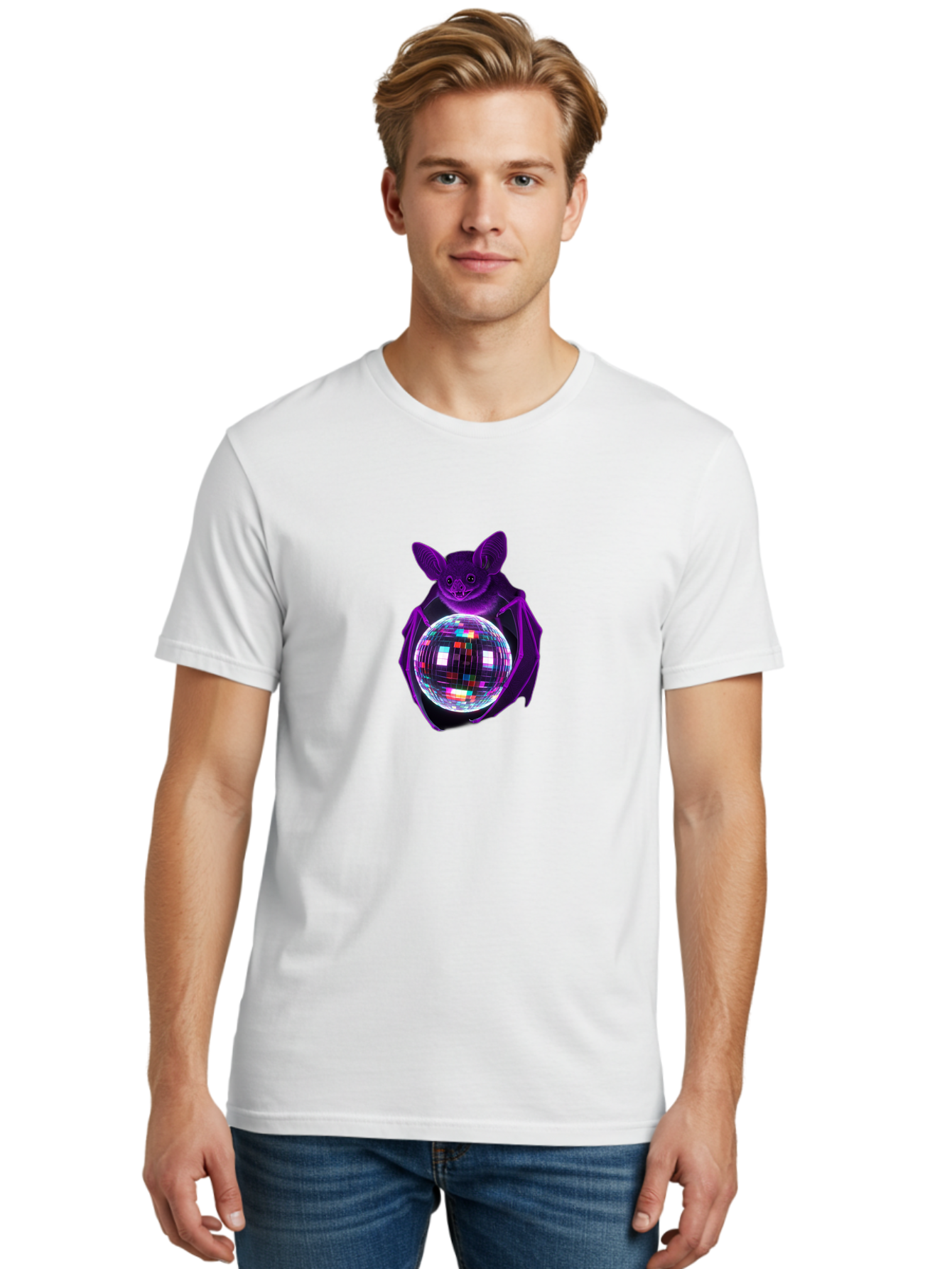 Bat-Holding-Disco-Ball Men'S Graphic Tee, 100% Cotton, Comfortable Casual Summer Wear, Machine Washable, Vintage Camera, Old Camera, Antique Camera, Black Camera, Classic Photography, Photography Equipment, Nostalgic Device, Film Camera, Baf693 10