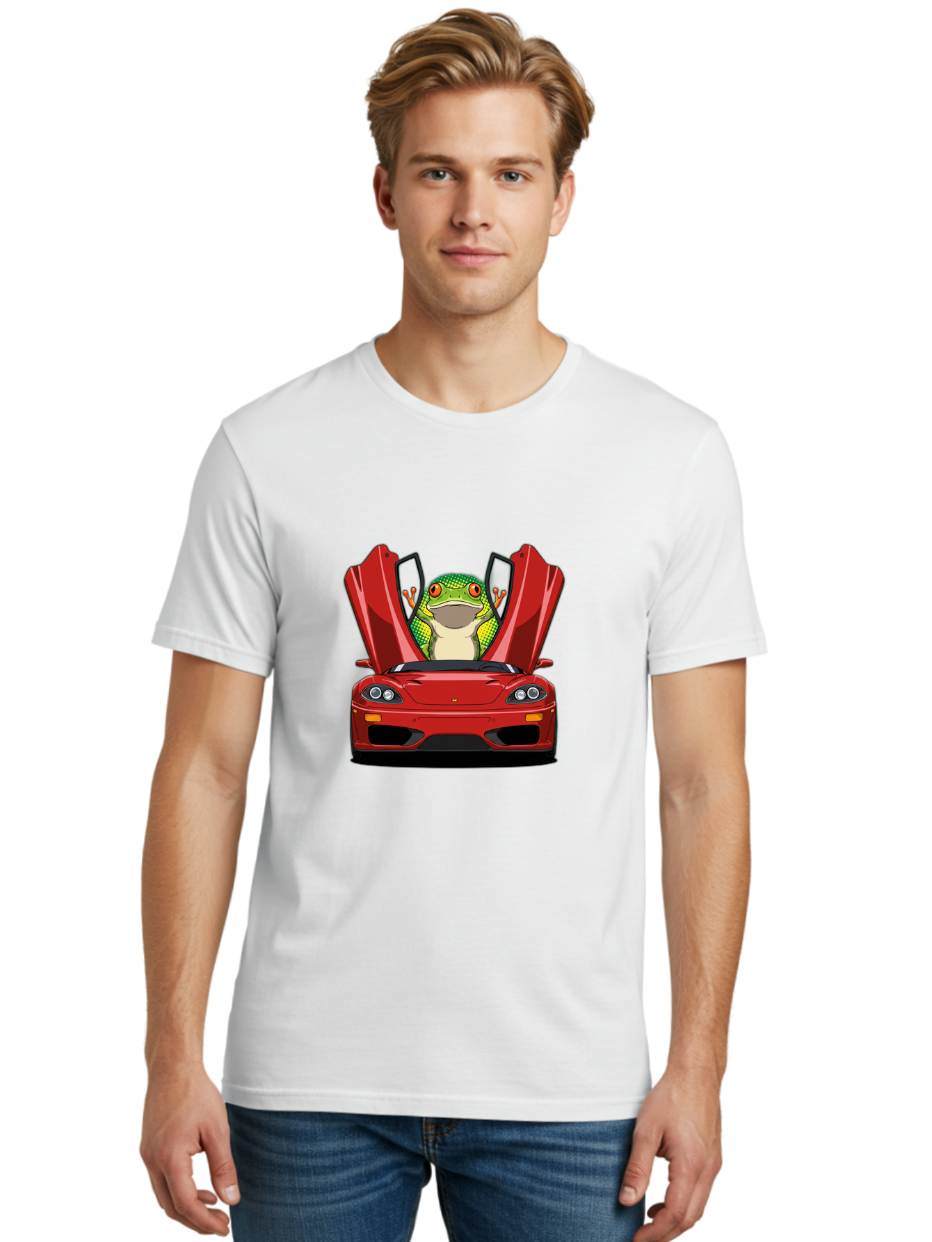 Frog-In-Red-Sports-Car-1 Men'S Graphic Tee, 100% Cotton, Comfortable Casual Summer Wear, Machine Washable, Vintage Camera, Old Camera, Antique Camera, Black Camera, Classic Photography, Photography Equipment, Nostalgic Device, Film Camera, Baf836 24