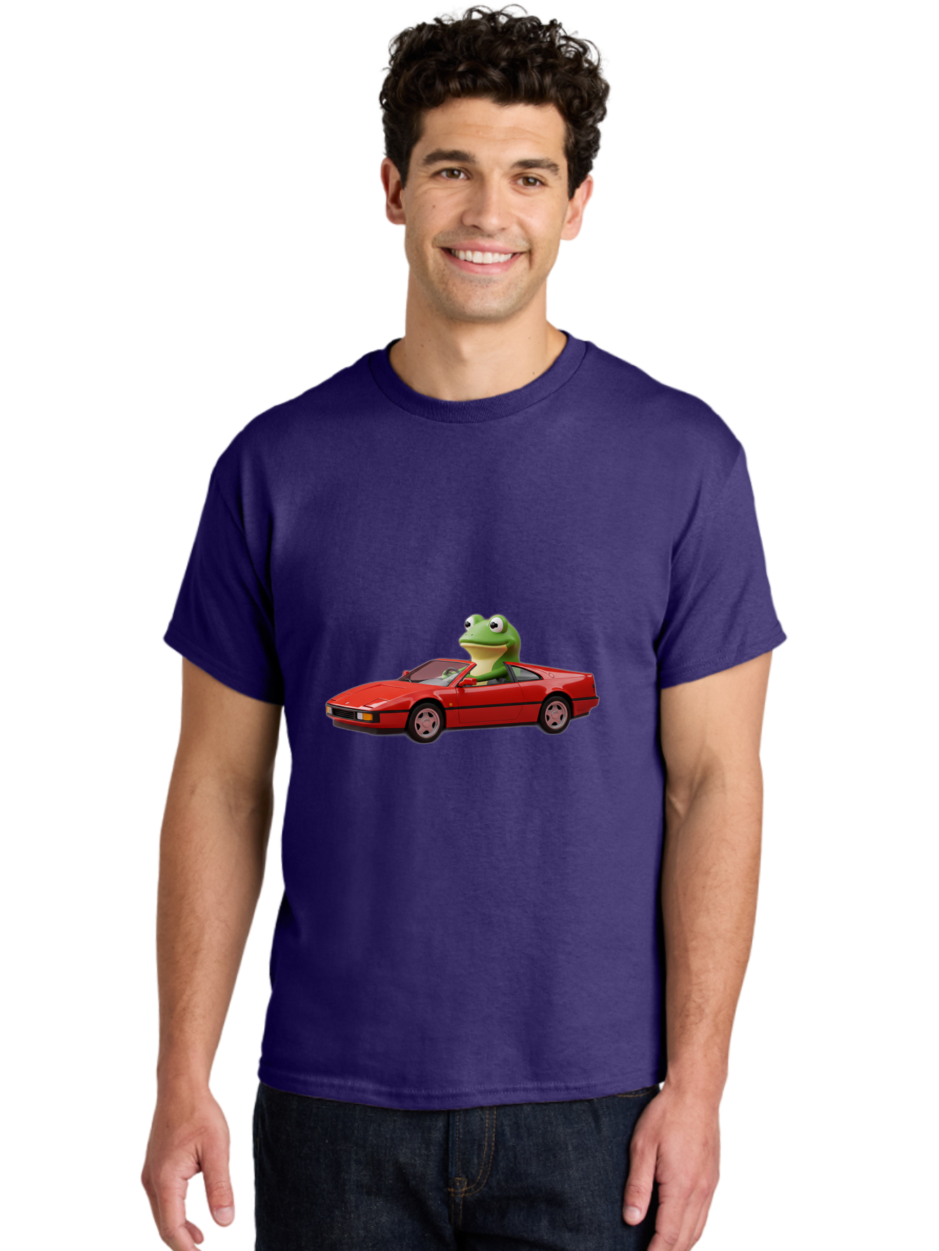 Frog-In-Red-Sports-Car-2 Men'S Graphic Tee, 100% Cotton, Comfortable Casual Summer Wear, Machine Washable, Vintage Camera, Old Camera, Antique Camera, Black Camera, Classic Photography, Photography Equipment, Nostalgic Device, Film Camera, Baf837 2