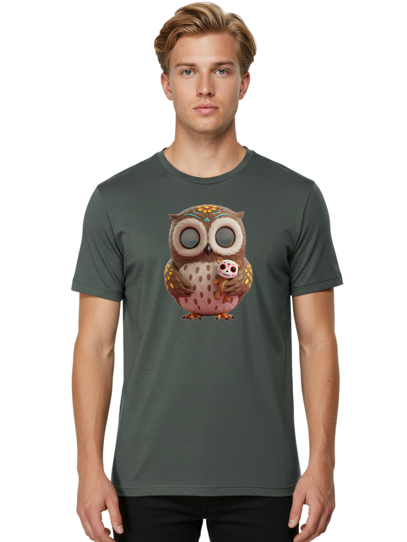 Owl-With-Sugar-Skull-Teddy-Bear Men'S Graphic Tee, 100% Cotton, Comfortable Casual Summer Wear, Machine Washable, Vintage Camera, Old Camera, Antique Camera, Black Camera, Classic Photography, Photography Equipment, Nostalgic Device, Baf935 29