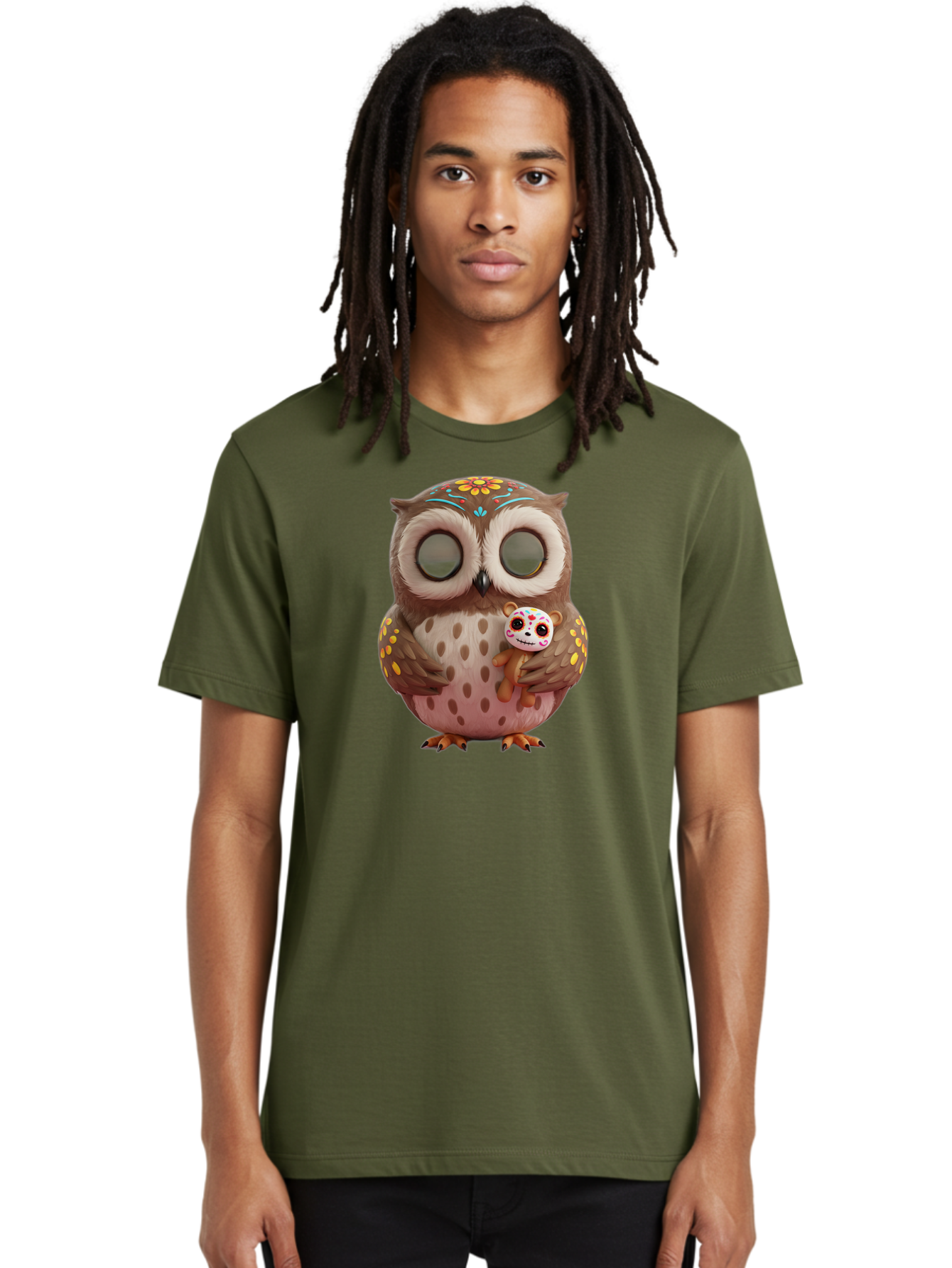 Owl-With-Sugar-Skull-Teddy-Bear Men'S Graphic Tee, 100% Cotton, Comfortable Casual Summer Wear, Machine Washable, Vintage Camera, Old Camera, Antique Camera, Black Camera, Classic Photography, Photography Equipment, Nostalgic Device, Baf935 19