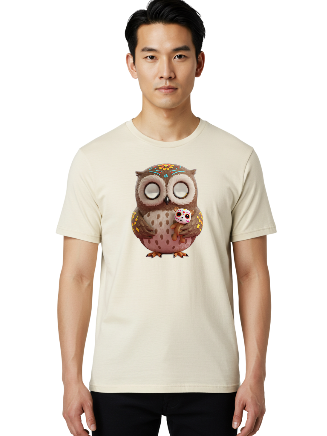 Owl-With-Sugar-Skull-Teddy-Bear Men'S Graphic Tee, 100% Cotton, Comfortable Casual Summer Wear, Machine Washable, Vintage Camera, Old Camera, Antique Camera, Black Camera, Classic Photography, Photography Equipment, Nostalgic Device, Baf935 21