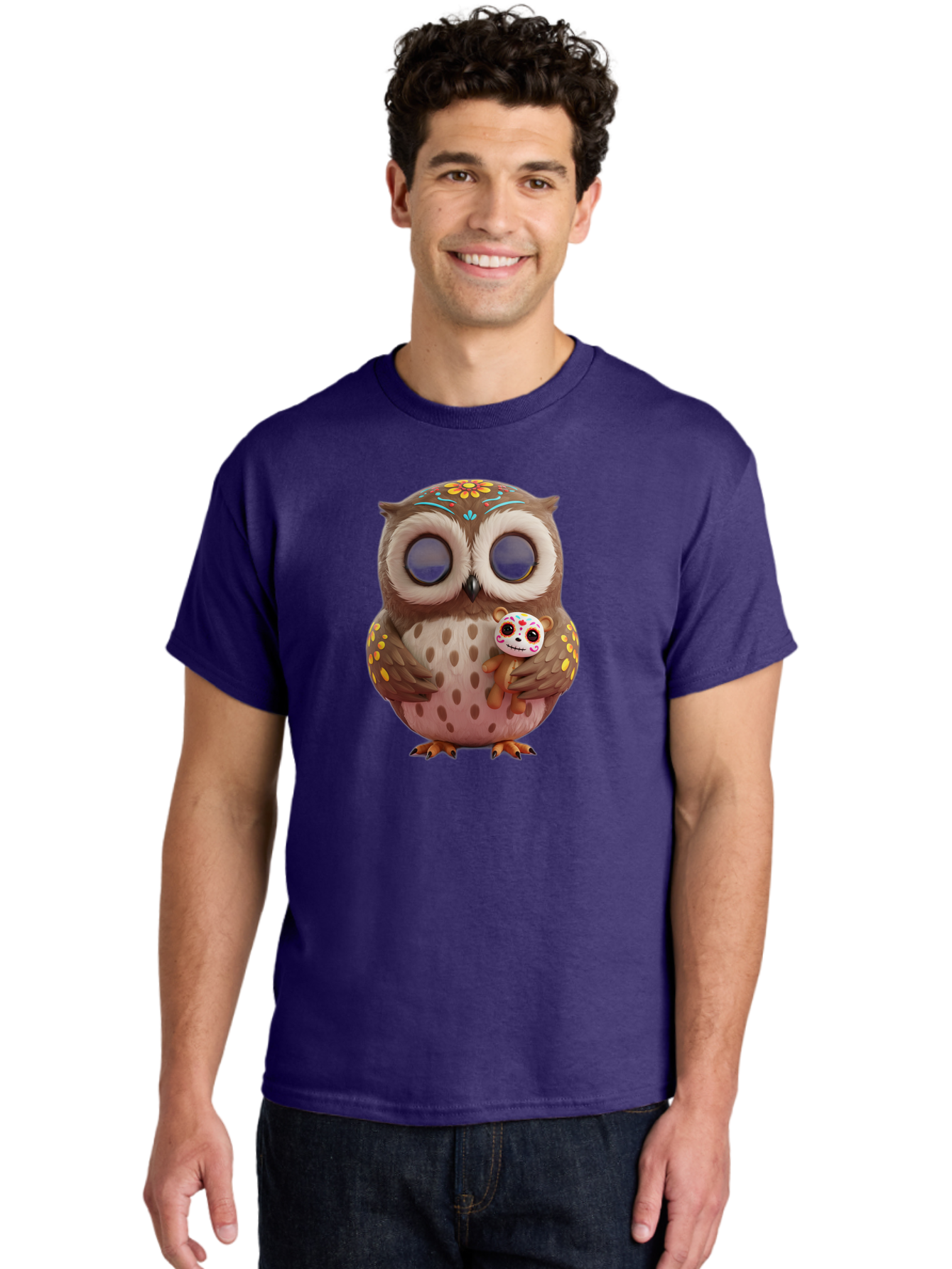 Owl-With-Sugar-Skull-Teddy-Bear Men'S Graphic Tee, 100% Cotton, Comfortable Casual Summer Wear, Machine Washable, Vintage Camera, Old Camera, Antique Camera, Black Camera, Classic Photography, Photography Equipment, Nostalgic Device, Baf935 28