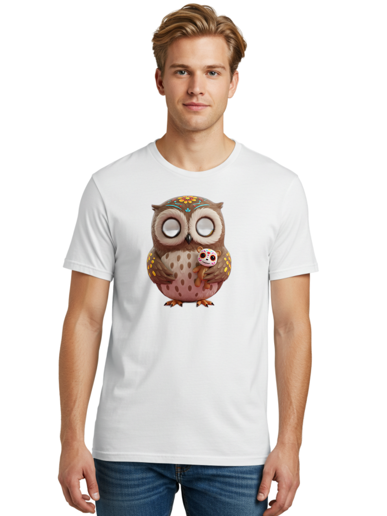 Owl-With-Sugar-Skull-Teddy-Bear Men'S Graphic Tee, 100% Cotton, Comfortable Casual Summer Wear, Machine Washable, Vintage Camera, Old Camera, Antique Camera, Black Camera, Classic Photography, Photography Equipment, Nostalgic Device, Baf935 27