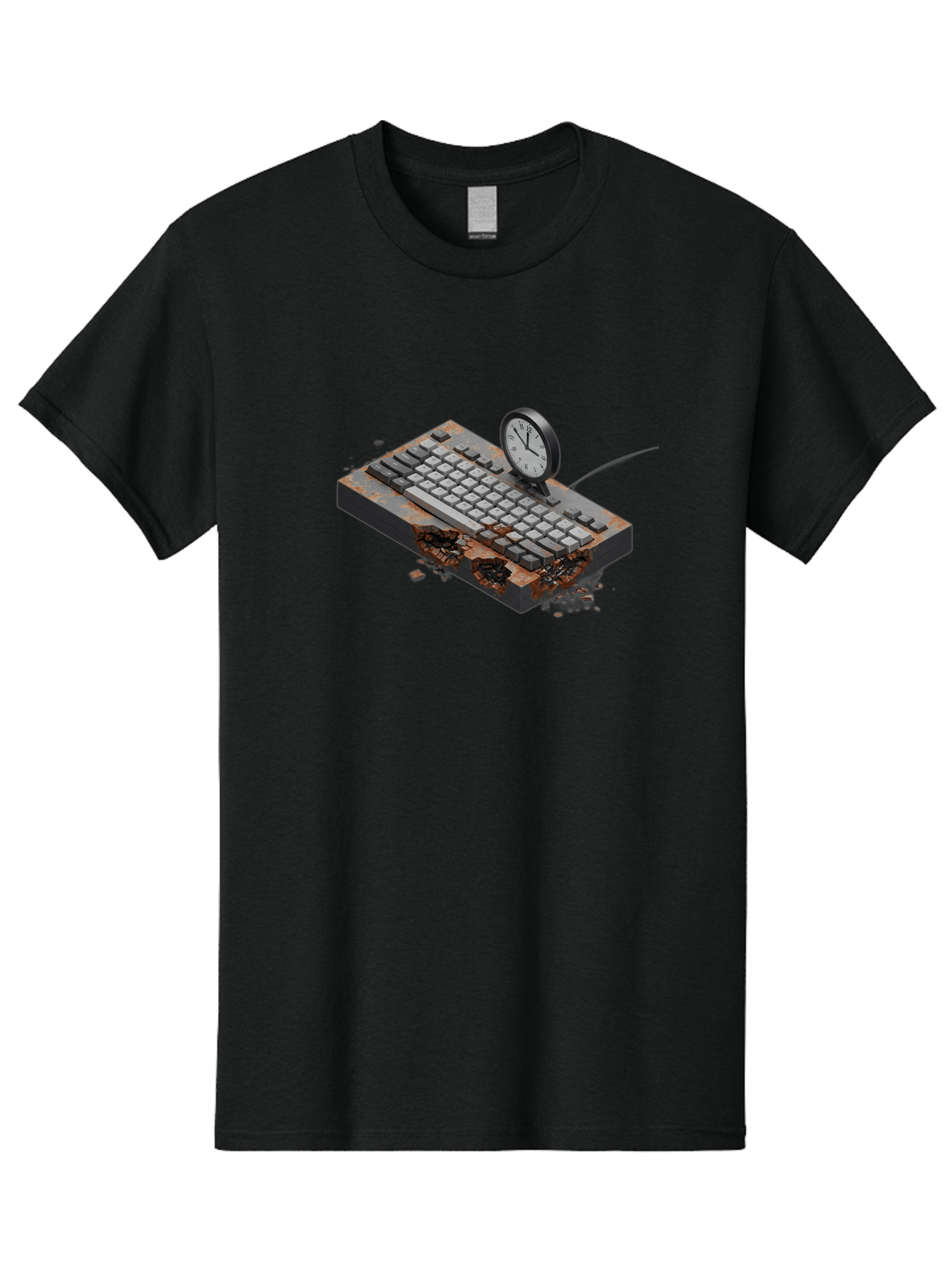 Rusty-Keyboard-And-Clock Men'S Graphic Tee, 100% Cotton, Comfortable Casual Summer Wear, Machine Washable, Vintage Camera, Old Camera, Antique Camera, Black Camera, Classic Photography, Photography Equipment, Nostalgic Device, Film Camera, Bag003 6