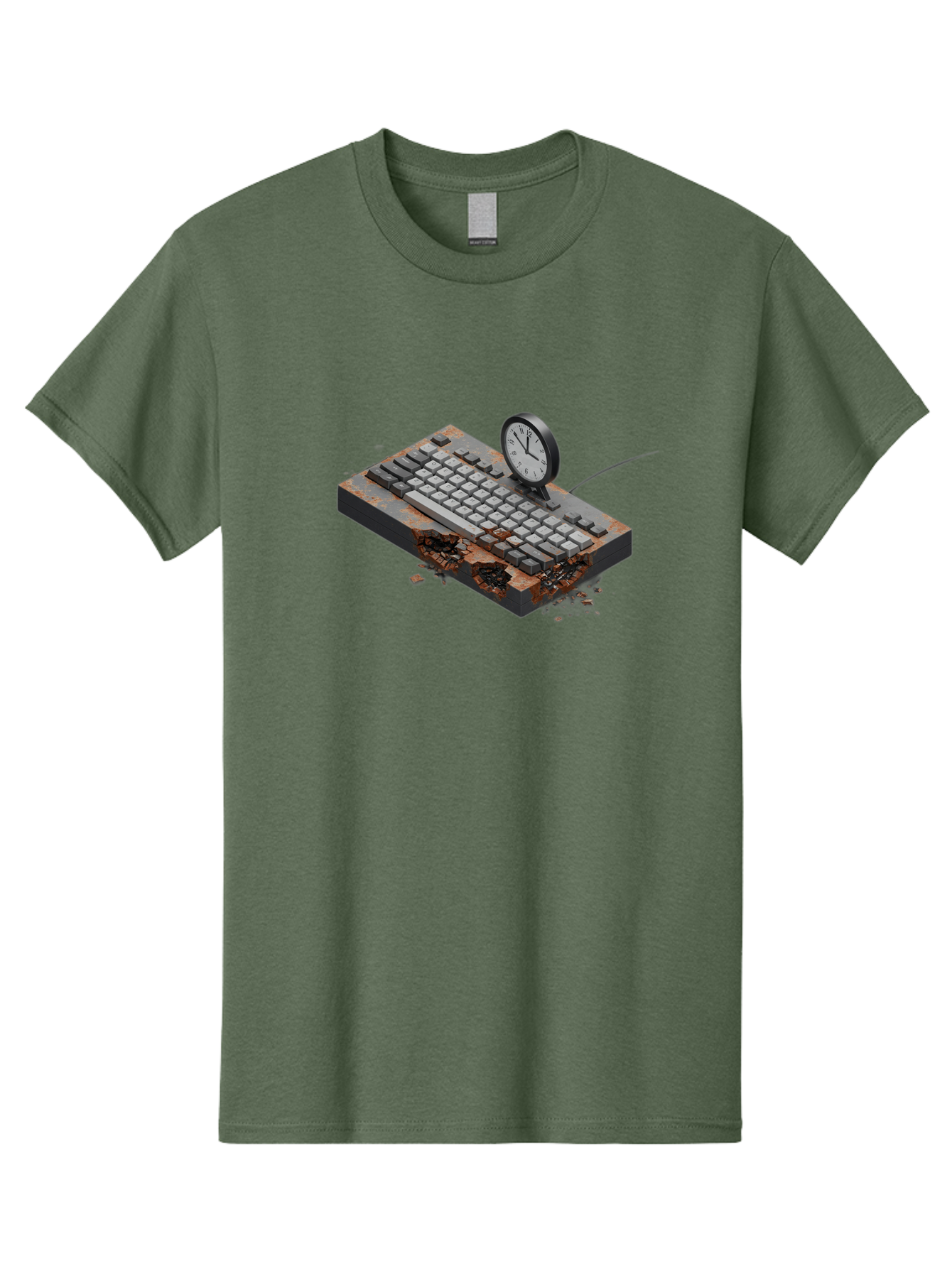 Rusty-Keyboard-And-Clock Men'S Graphic Tee, 100% Cotton, Comfortable Casual Summer Wear, Machine Washable, Vintage Camera, Old Camera, Antique Camera, Black Camera, Classic Photography, Photography Equipment, Nostalgic Device, Film Camera, Bag003 3