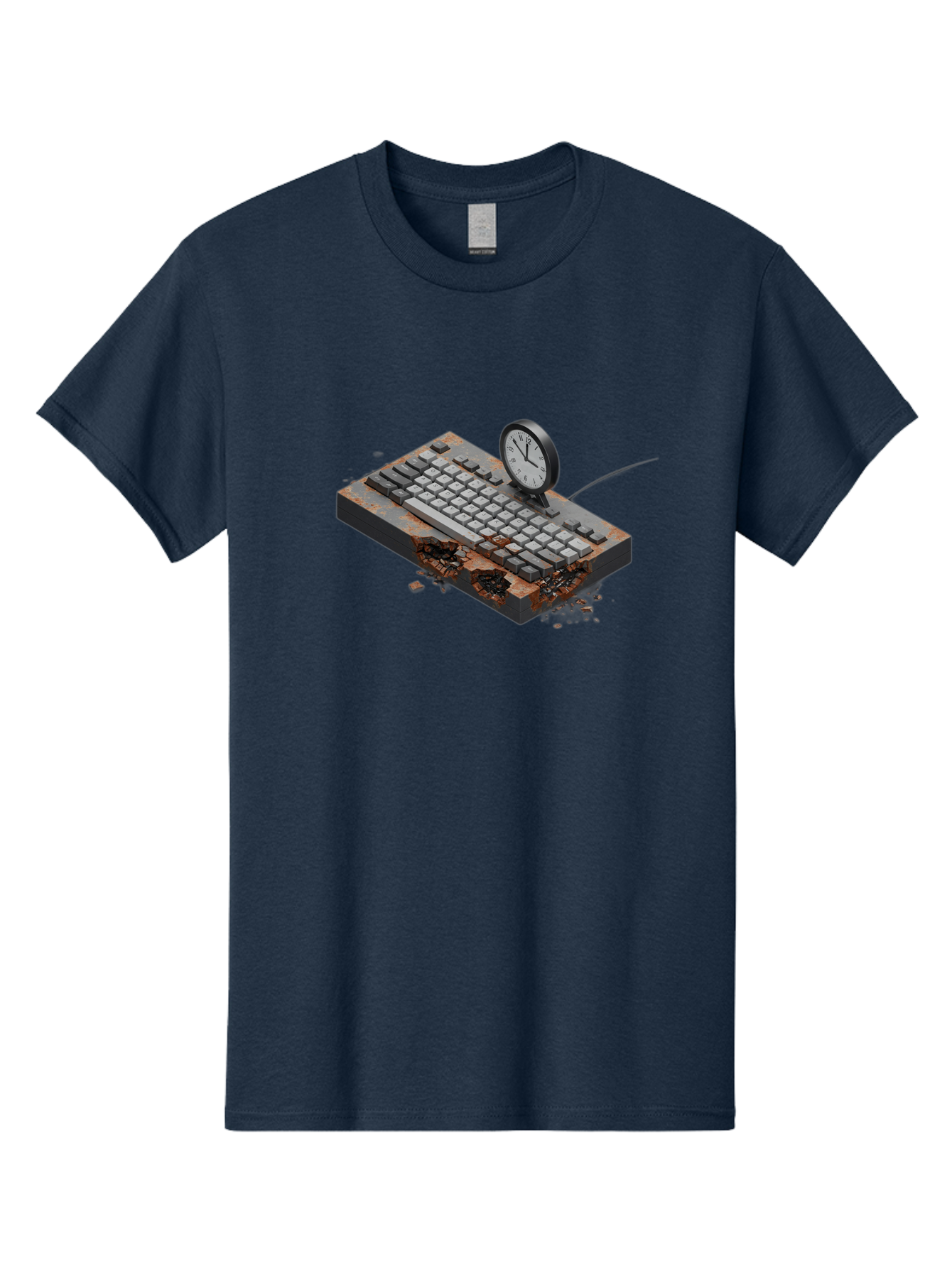 Rusty-Keyboard-And-Clock Men'S Graphic Tee, 100% Cotton, Comfortable Casual Summer Wear, Machine Washable, Vintage Camera, Old Camera, Antique Camera, Black Camera, Classic Photography, Photography Equipment, Nostalgic Device, Film Camera, Bag003 13