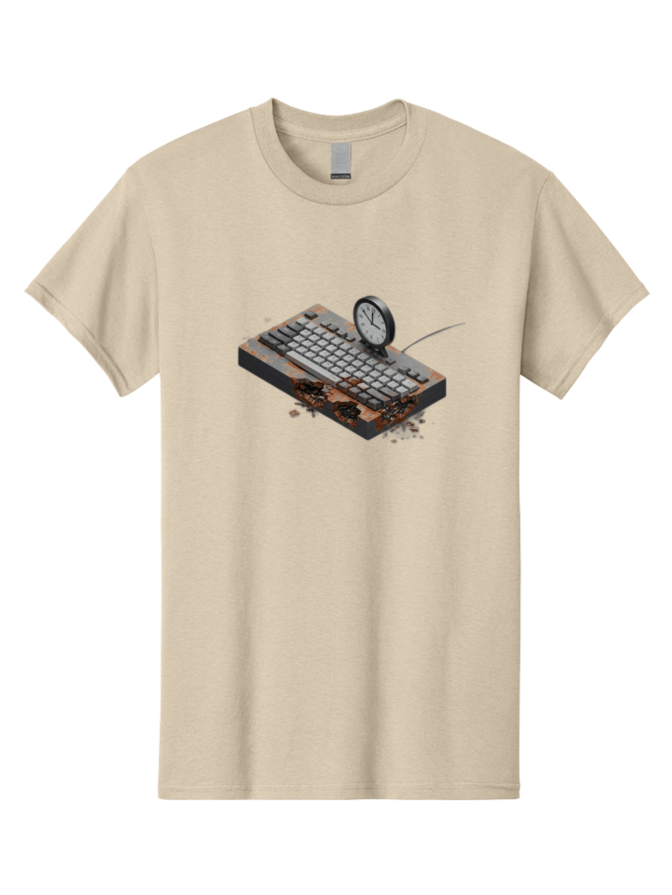 Rusty-Keyboard-And-Clock Men'S Graphic Tee, 100% Cotton, Comfortable Casual Summer Wear, Machine Washable, Vintage Camera, Old Camera, Antique Camera, Black Camera, Classic Photography, Photography Equipment, Nostalgic Device, Film Camera, Bag003 5