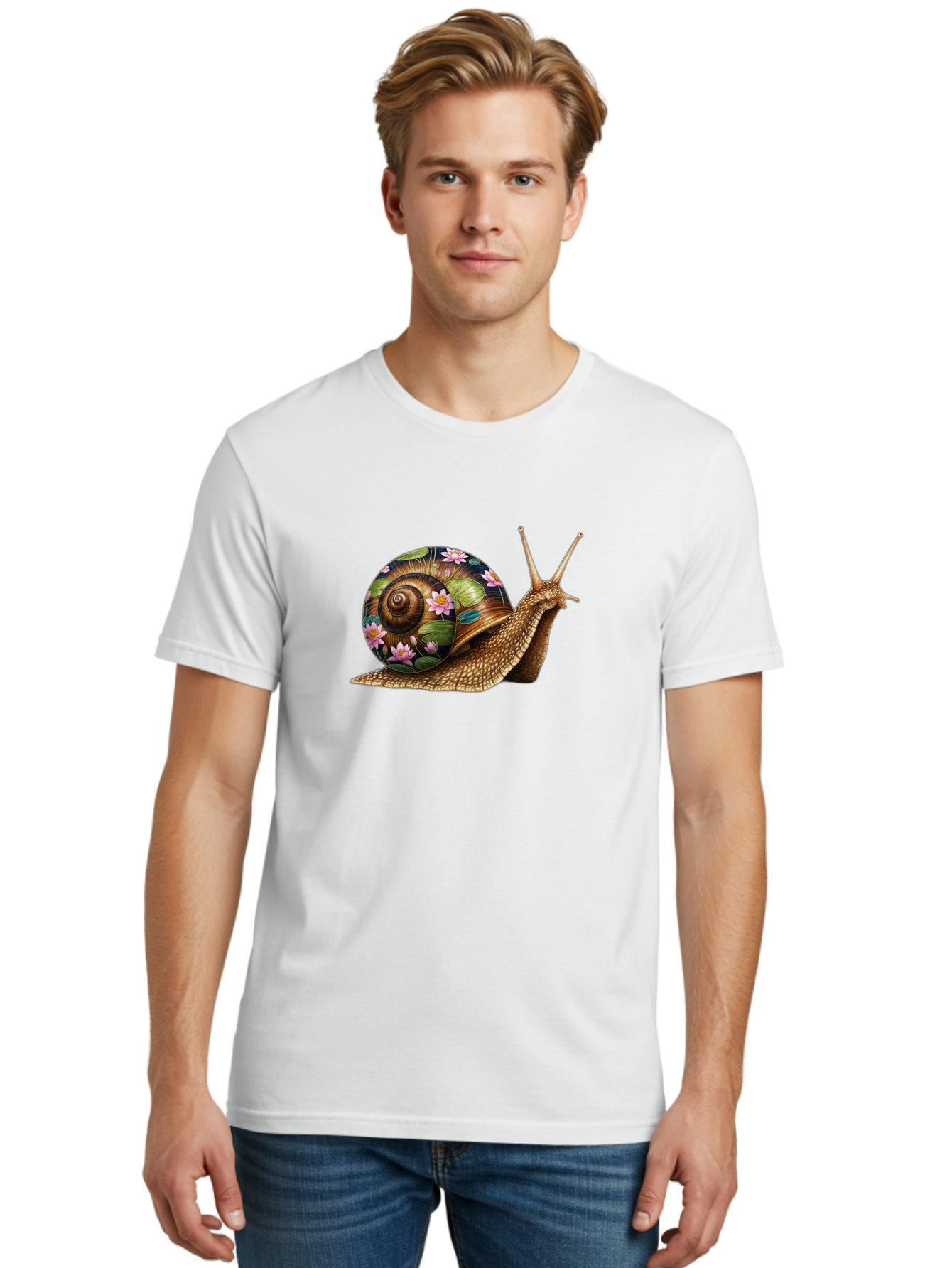 Snail-With-Flowers-1 Men'S Graphic Tee, 100% Cotton, Comfortable Casual Summer Wear, Machine Washable, Vintage Camera, Old Camera, Antique Camera, Black Camera, Classic Photography, Photography Equipment, Nostalgic Device, Film Camera, Bag020 23