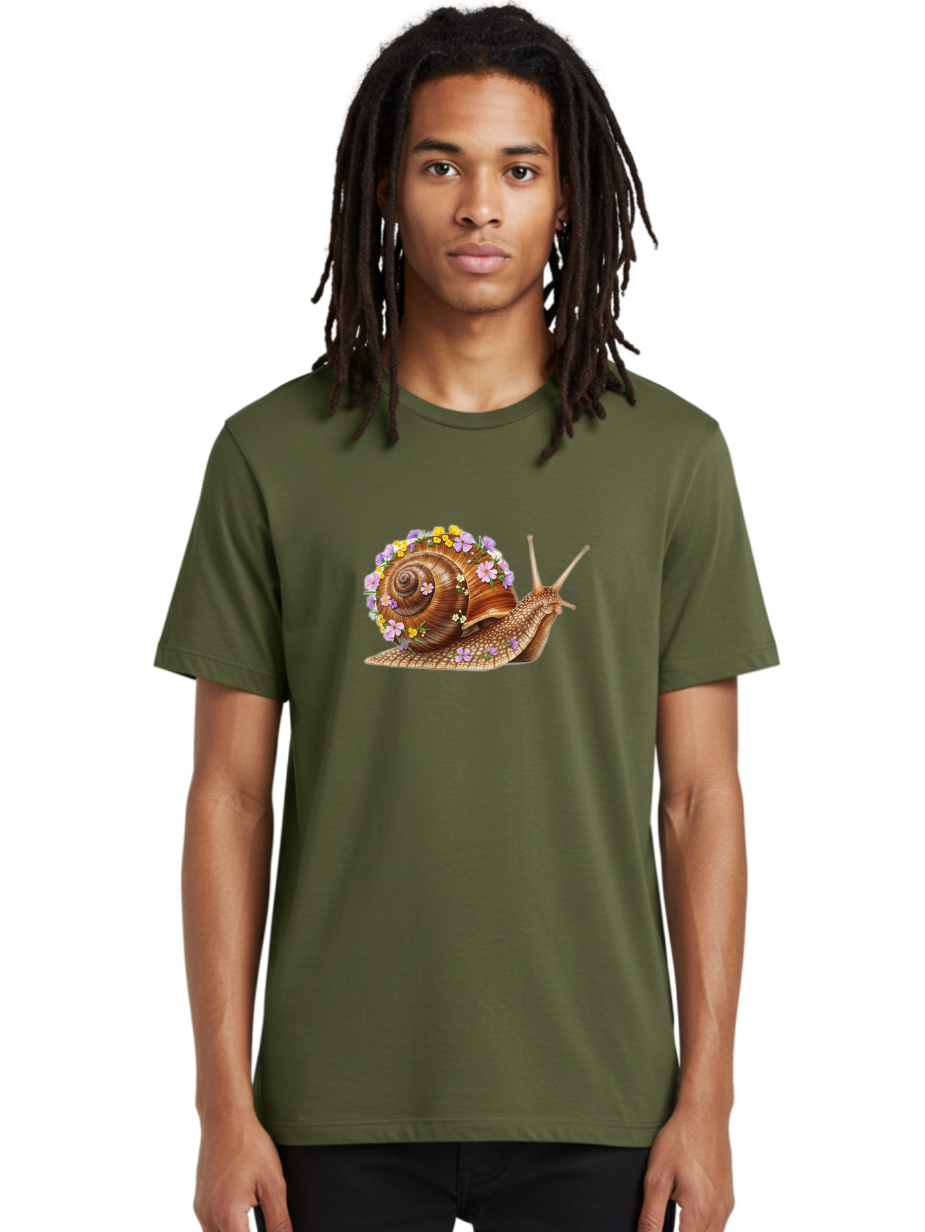 Snail-With-Flowers-2 Men'S Graphic Tee, 100% Cotton, Comfortable Casual Summer Wear, Machine Washable, Vintage Camera, Old Camera, Antique Camera, Black Camera, Classic Photography, Photography Equipment, Nostalgic Device, Film Camera, Bag021 18