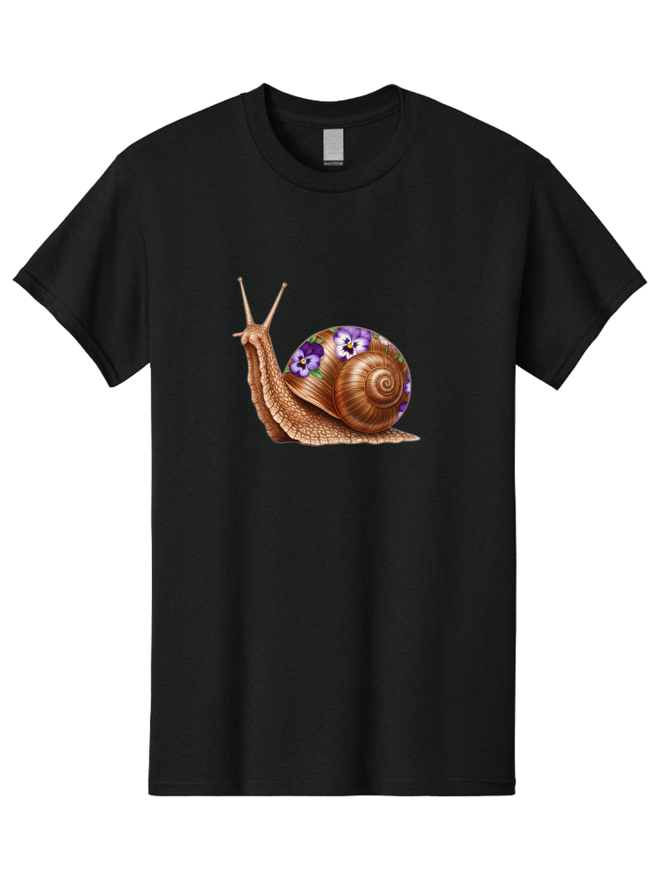 Snail-With-Purple-Flowers-1 Men'S Graphic Tee, 100% Cotton, Comfortable Casual Summer Wear, Machine Washable, Vintage Camera, Old Camera, Antique Camera, Black Camera, Classic Photography, Photography Equipment, Nostalgic Device, Film Camera, Bag025 14