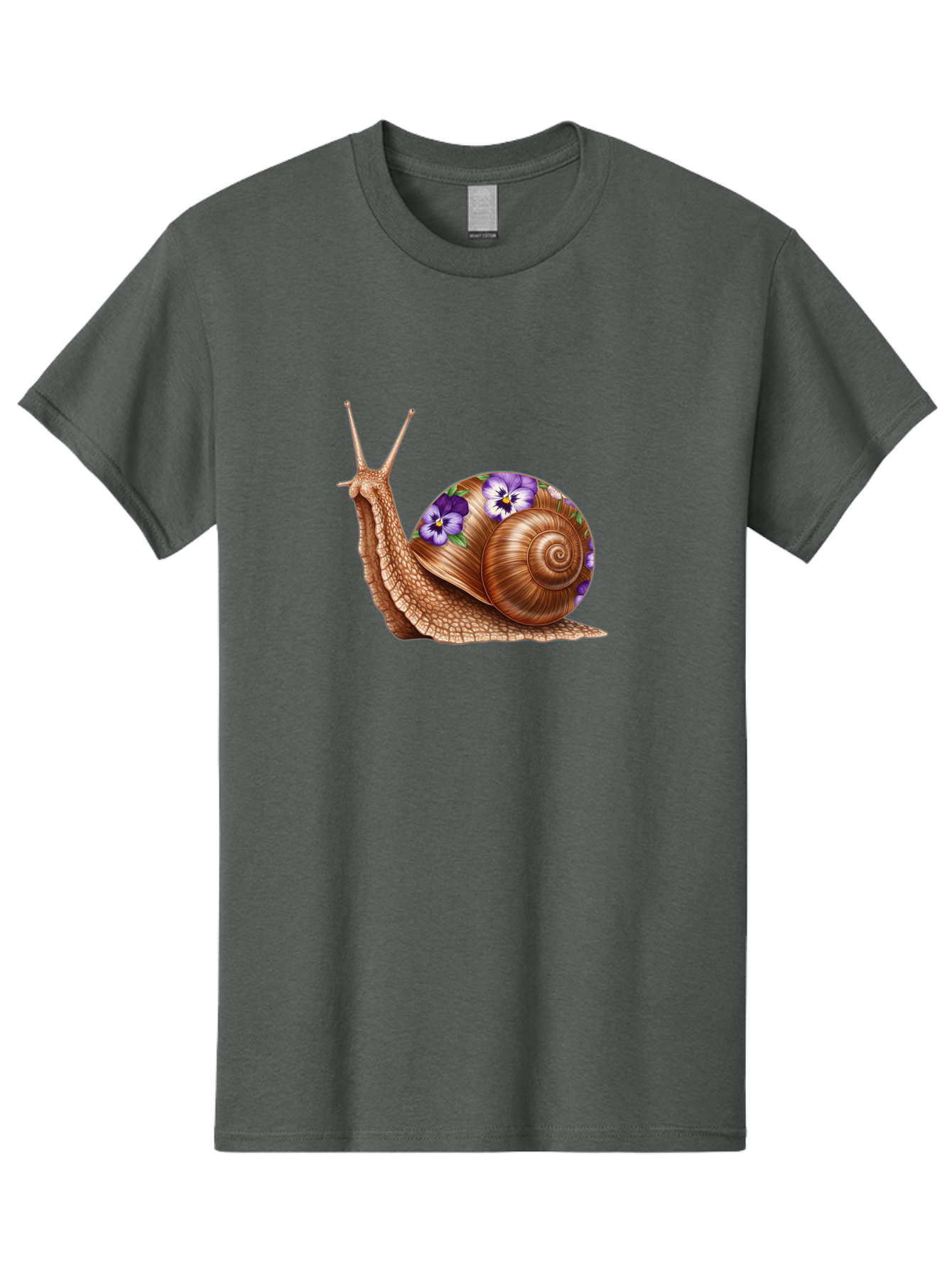 Snail-With-Purple-Flowers-1 Men'S Graphic Tee, 100% Cotton, Comfortable Casual Summer Wear, Machine Washable, Vintage Camera, Old Camera, Antique Camera, Black Camera, Classic Photography, Photography Equipment, Nostalgic Device, Film Camera, Bag025 2