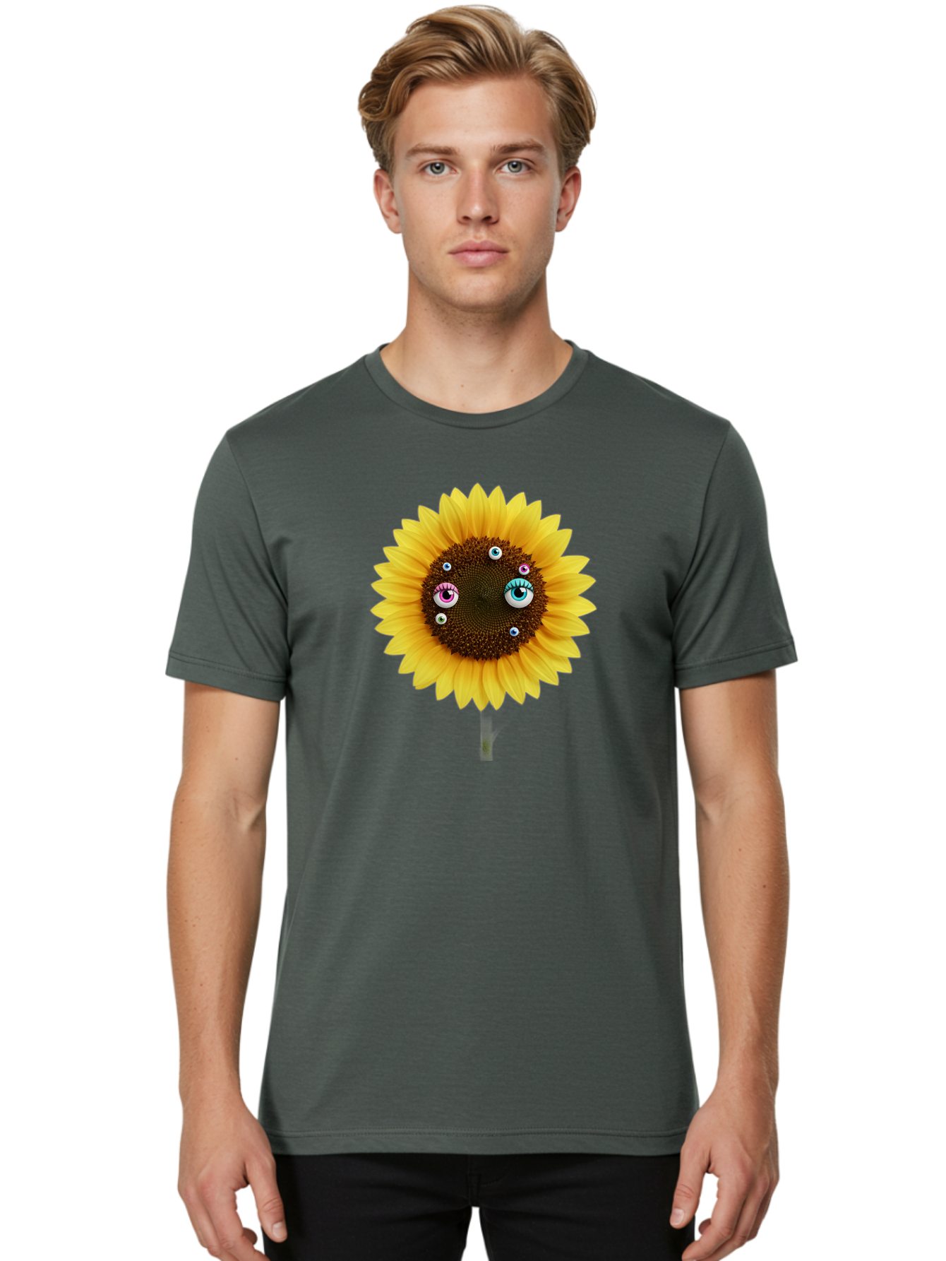 Sunflower-Eyes-1 Men'S Graphic Tee, 100% Cotton, Comfortable Casual Summer Wear, Machine Washable, Vintage Camera, Old Camera, Antique Camera, Black Camera, Classic Photography, Photography Equipment, Nostalgic Device, Film Camera, Camera Art Bag037 23