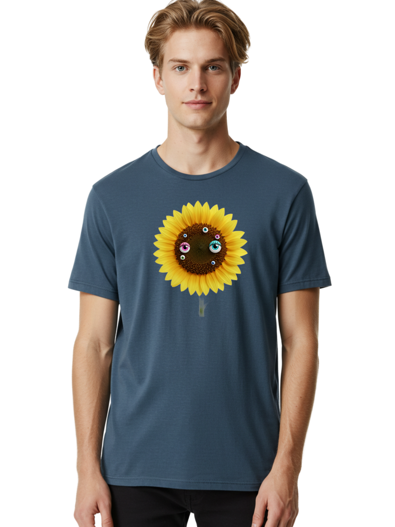 Sunflower-Eyes-1 Men'S Graphic Tee, 100% Cotton, Comfortable Casual Summer Wear, Machine Washable, Vintage Camera, Old Camera, Antique Camera, Black Camera, Classic Photography, Photography Equipment, Nostalgic Device, Film Camera, Camera Art Bag037 24