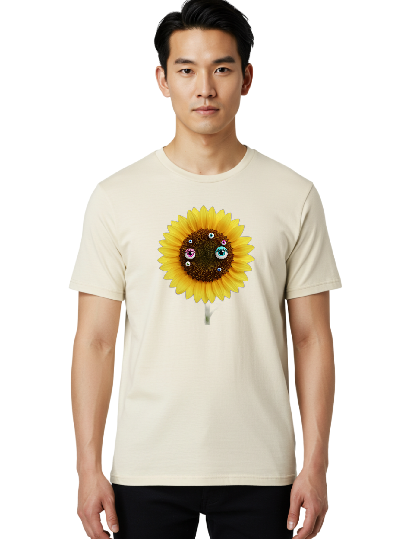 Sunflower-Eyes-1 Men'S Graphic Tee, 100% Cotton, Comfortable Casual Summer Wear, Machine Washable, Vintage Camera, Old Camera, Antique Camera, Black Camera, Classic Photography, Photography Equipment, Nostalgic Device, Film Camera, Camera Art Bag037 29