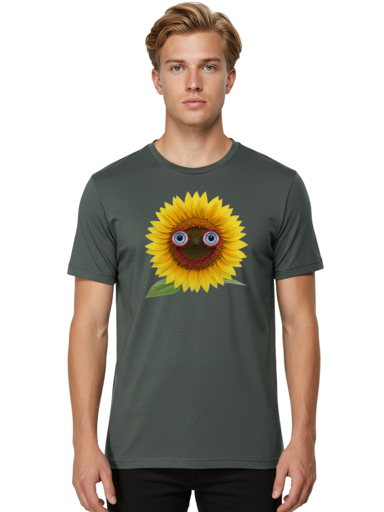 Sunflower-Smiley Men'S Graphic Tee, 100% Cotton, Comfortable Casual Summer Wear, Machine Washable, Vintage Camera, Old Camera, Antique Camera, Black Camera, Classic Photography, Photography Equipment, Nostalgic Device, Film Camera, Camera Art Bag040 26