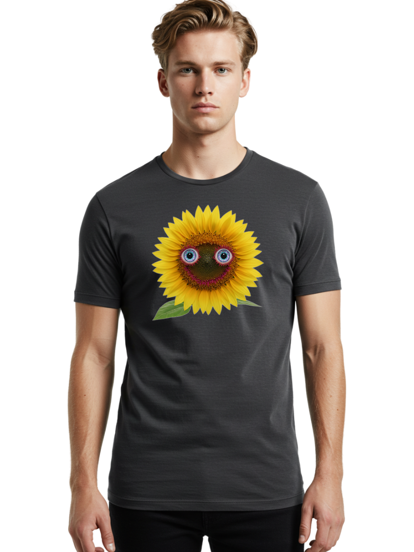 Sunflower-Smiley Men'S Graphic Tee, 100% Cotton, Comfortable Casual Summer Wear, Machine Washable, Vintage Camera, Old Camera, Antique Camera, Black Camera, Classic Photography, Photography Equipment, Nostalgic Device, Film Camera, Camera Art Bag040 19