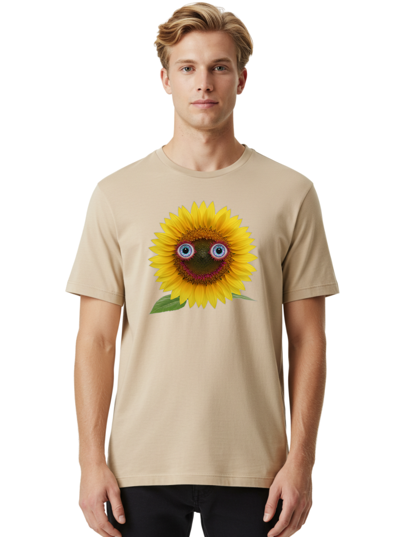 Sunflower-Smiley Men'S Graphic Tee, 100% Cotton, Comfortable Casual Summer Wear, Machine Washable, Vintage Camera, Old Camera, Antique Camera, Black Camera, Classic Photography, Photography Equipment, Nostalgic Device, Film Camera, Camera Art Bag040 20