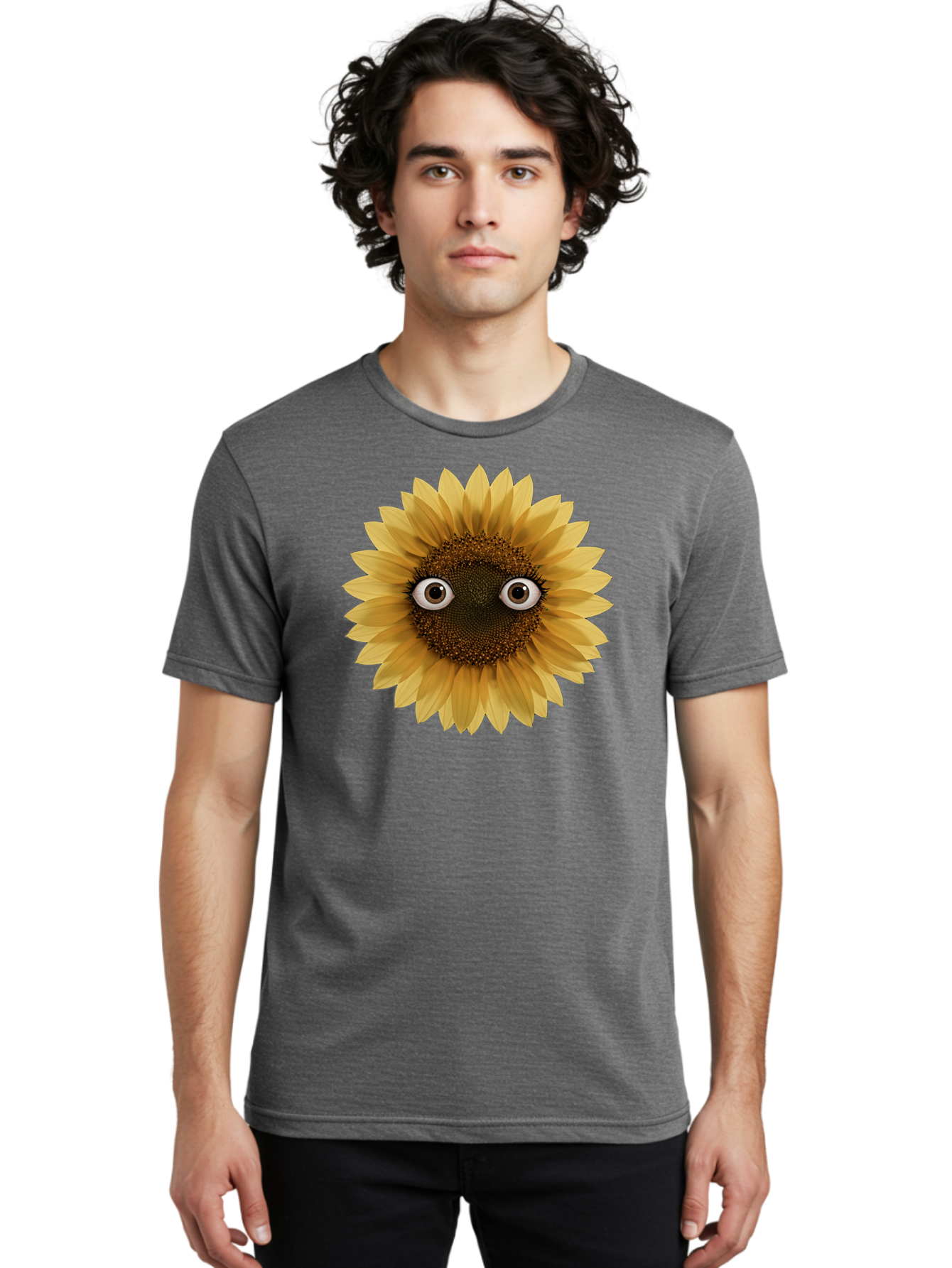 Sunflower-With-Eyes-1 Men'S Graphic Tee, 100% Cotton, Comfortable Casual Summer Wear, Machine Washable, Vintage Camera, Old Camera, Antique Camera, Black Camera, Classic Photography, Photography Equipment, Nostalgic Device, Film Camera, Bag041 20