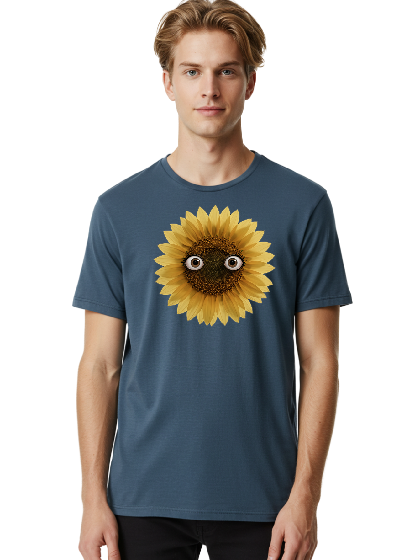 Sunflower-With-Eyes-1 Men'S Graphic Tee, 100% Cotton, Comfortable Casual Summer Wear, Machine Washable, Vintage Camera, Old Camera, Antique Camera, Black Camera, Classic Photography, Photography Equipment, Nostalgic Device, Film Camera, Bag041 28