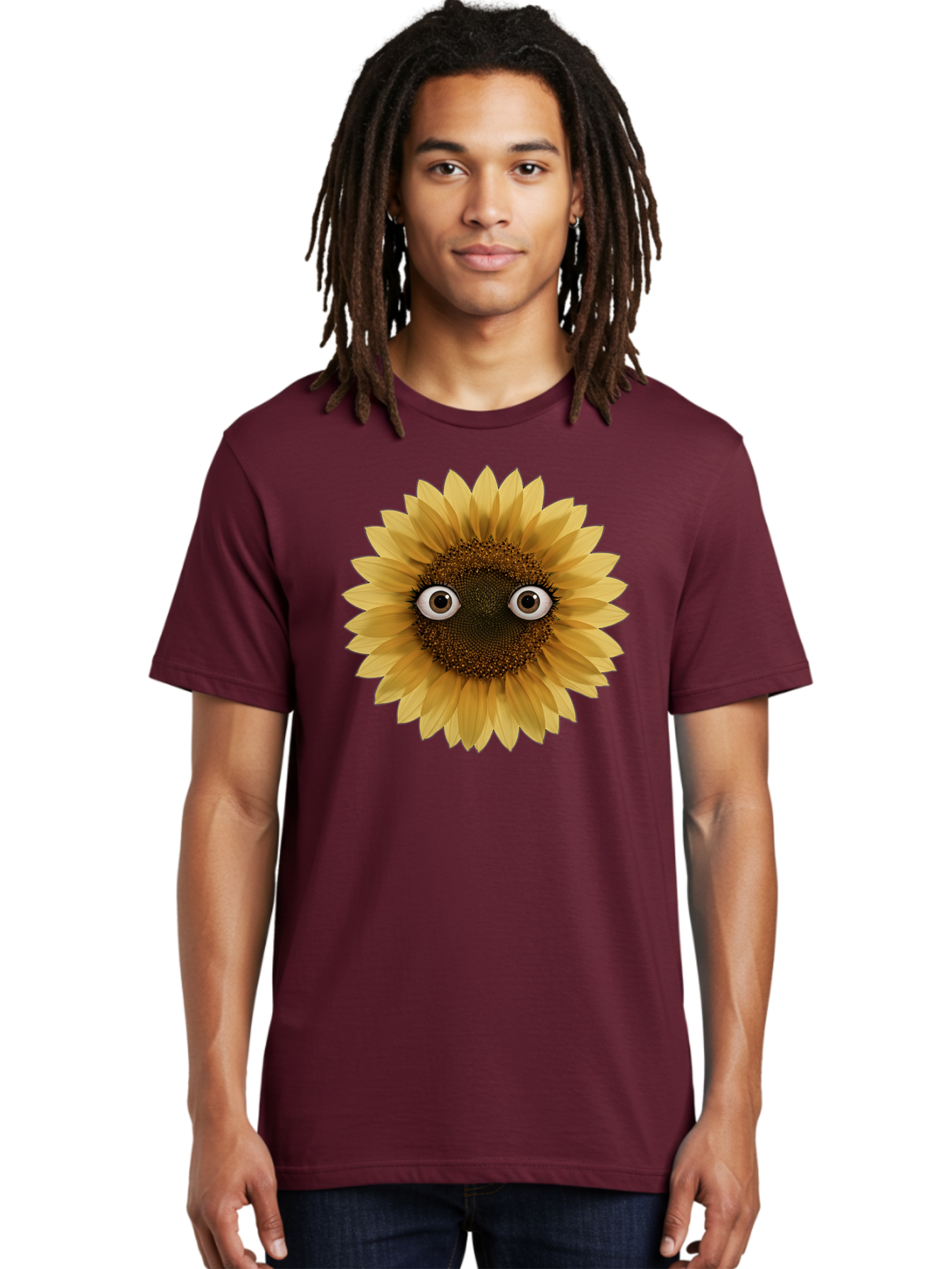 Sunflower-With-Eyes-1 Men'S Graphic Tee, 100% Cotton, Comfortable Casual Summer Wear, Machine Washable, Vintage Camera, Old Camera, Antique Camera, Black Camera, Classic Photography, Photography Equipment, Nostalgic Device, Film Camera, Bag041 24