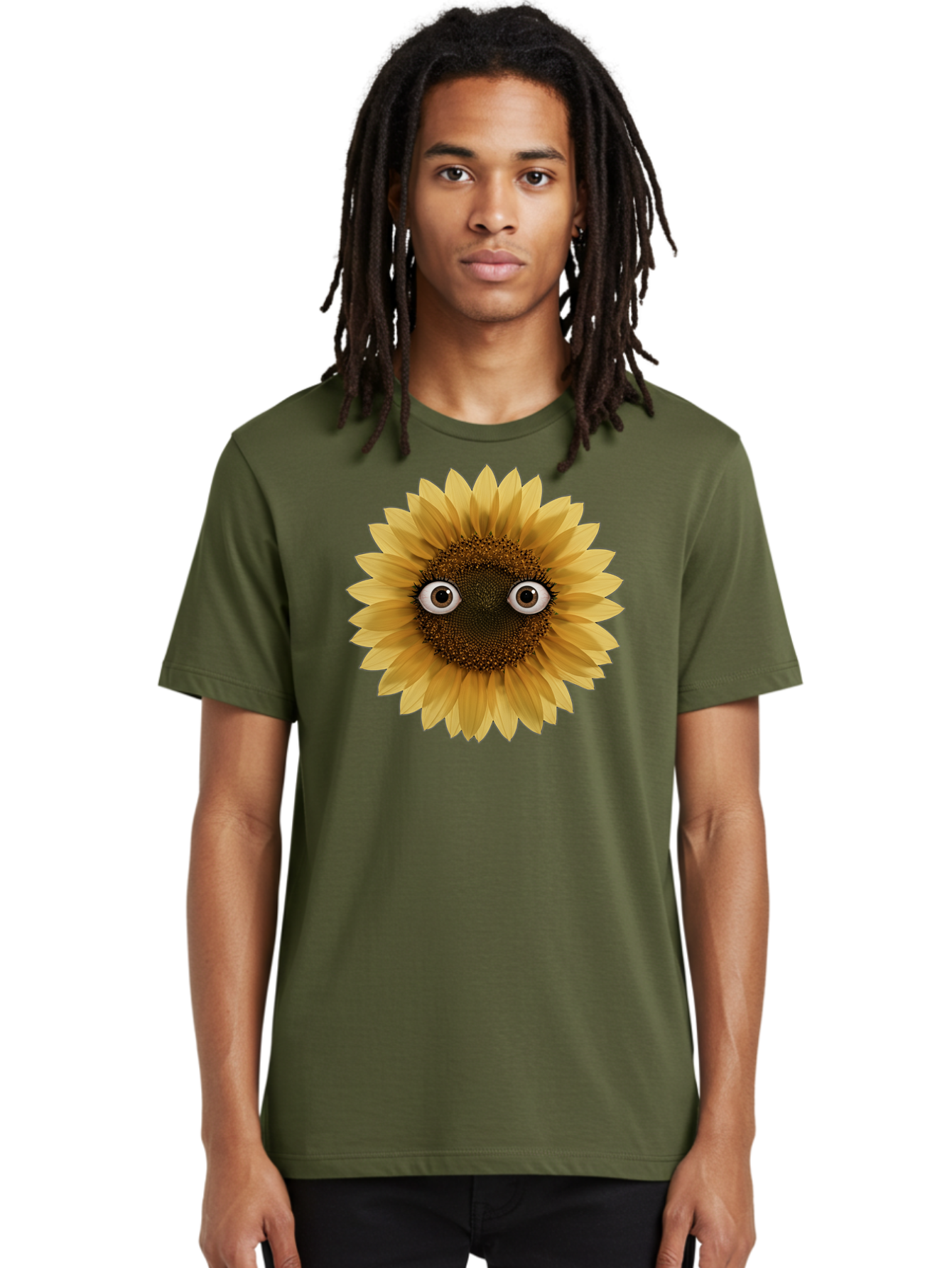 Sunflower-With-Eyes-1 Men'S Graphic Tee, 100% Cotton, Comfortable Casual Summer Wear, Machine Washable, Vintage Camera, Old Camera, Antique Camera, Black Camera, Classic Photography, Photography Equipment, Nostalgic Device, Film Camera, Bag041 19