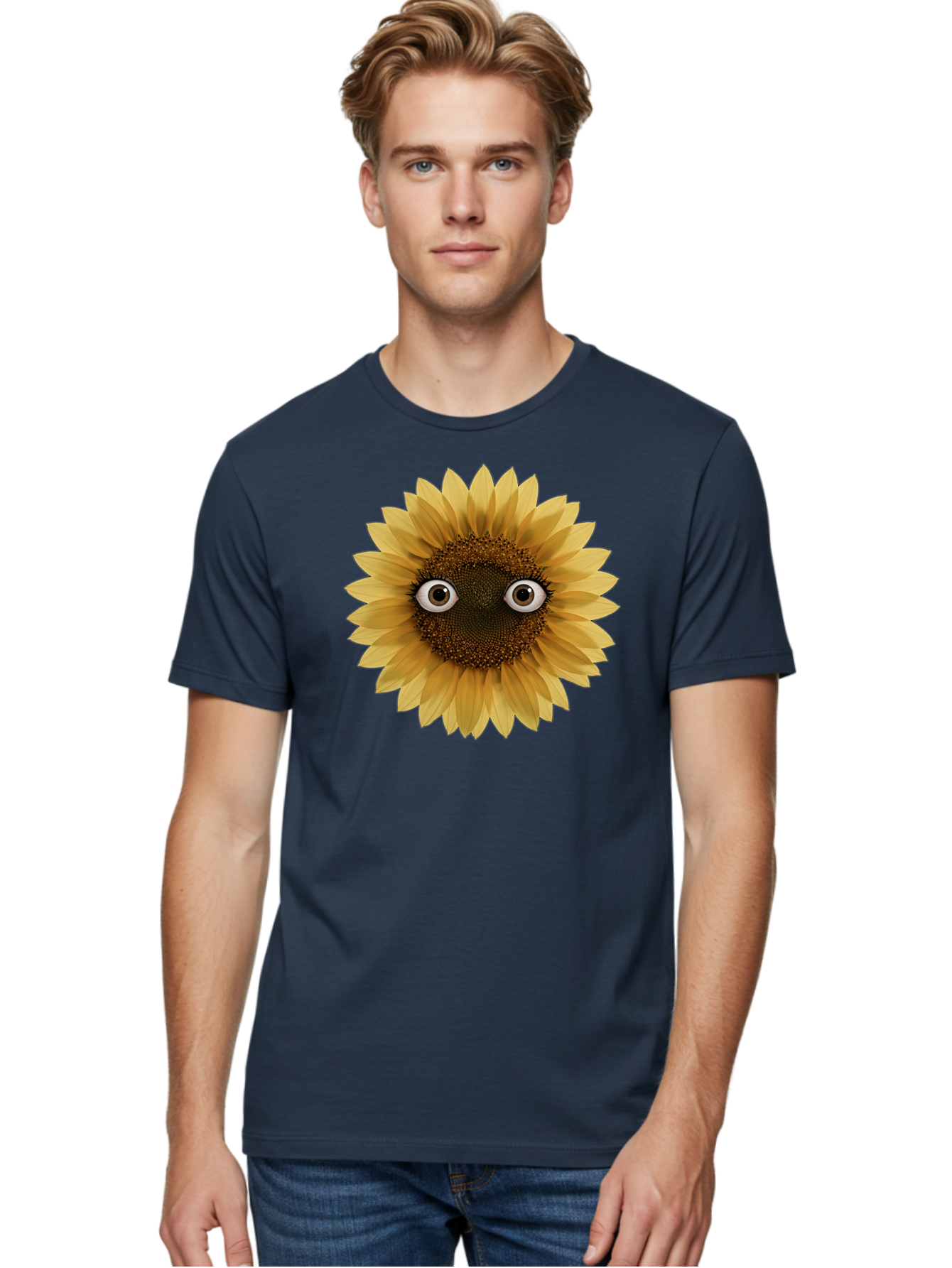 Sunflower-With-Eyes-1 Men'S Graphic Tee, 100% Cotton, Comfortable Casual Summer Wear, Machine Washable, Vintage Camera, Old Camera, Antique Camera, Black Camera, Classic Photography, Photography Equipment, Nostalgic Device, Film Camera, Bag041 18