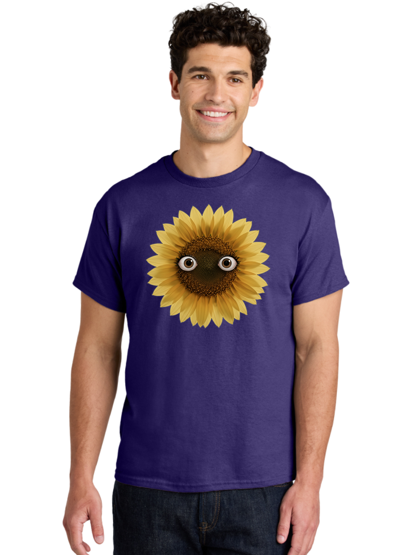 Sunflower-With-Eyes-1 Men'S Graphic Tee, 100% Cotton, Comfortable Casual Summer Wear, Machine Washable, Vintage Camera, Old Camera, Antique Camera, Black Camera, Classic Photography, Photography Equipment, Nostalgic Device, Film Camera, Bag041 21