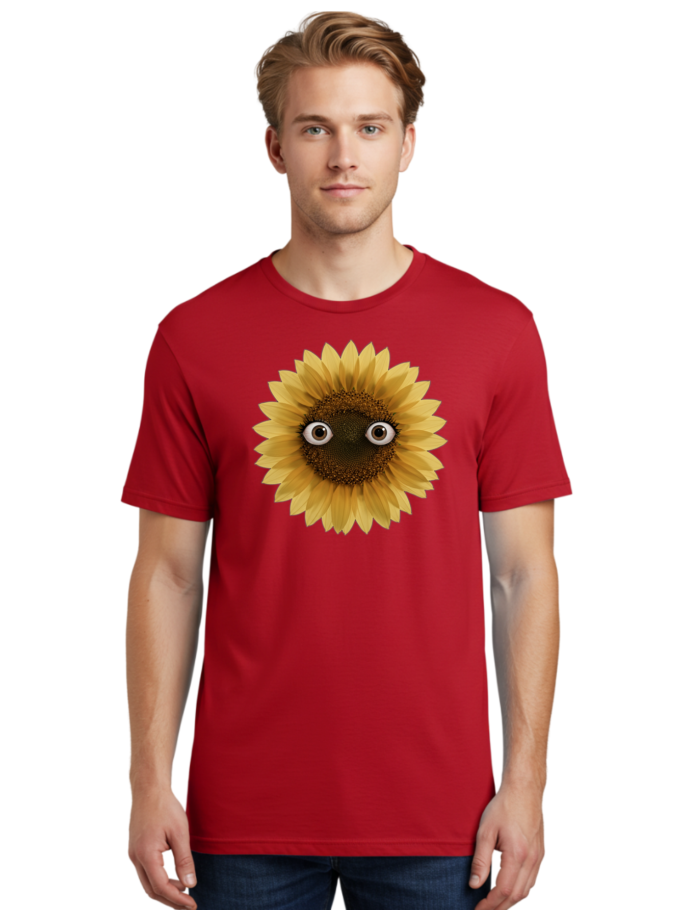 Sunflower-With-Eyes-1 Men'S Graphic Tee, 100% Cotton, Comfortable Casual Summer Wear, Machine Washable, Vintage Camera, Old Camera, Antique Camera, Black Camera, Classic Photography, Photography Equipment, Nostalgic Device, Film Camera, Bag041 27