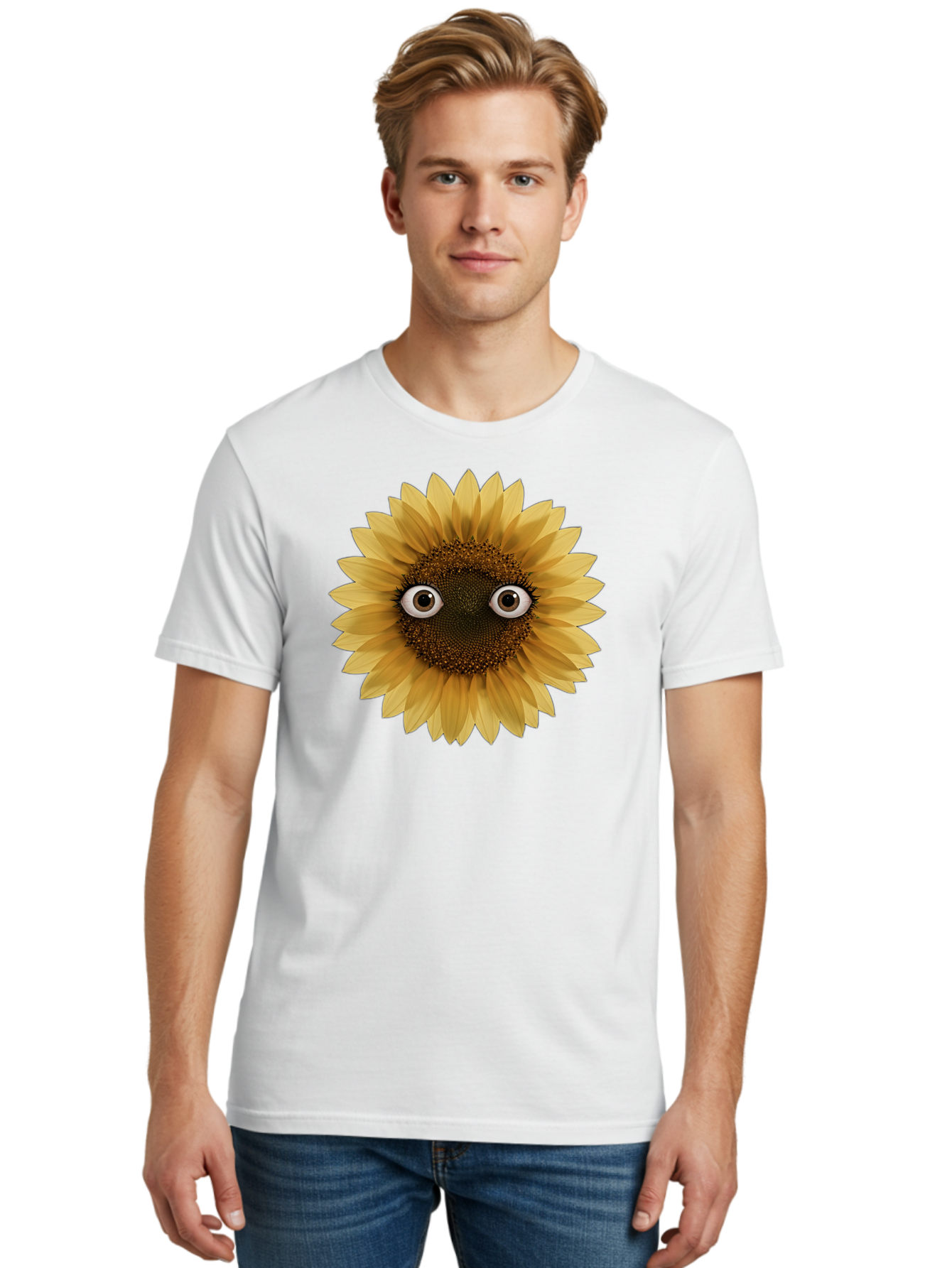Sunflower-With-Eyes-1 Men'S Graphic Tee, 100% Cotton, Comfortable Casual Summer Wear, Machine Washable, Vintage Camera, Old Camera, Antique Camera, Black Camera, Classic Photography, Photography Equipment, Nostalgic Device, Film Camera, Bag041 22