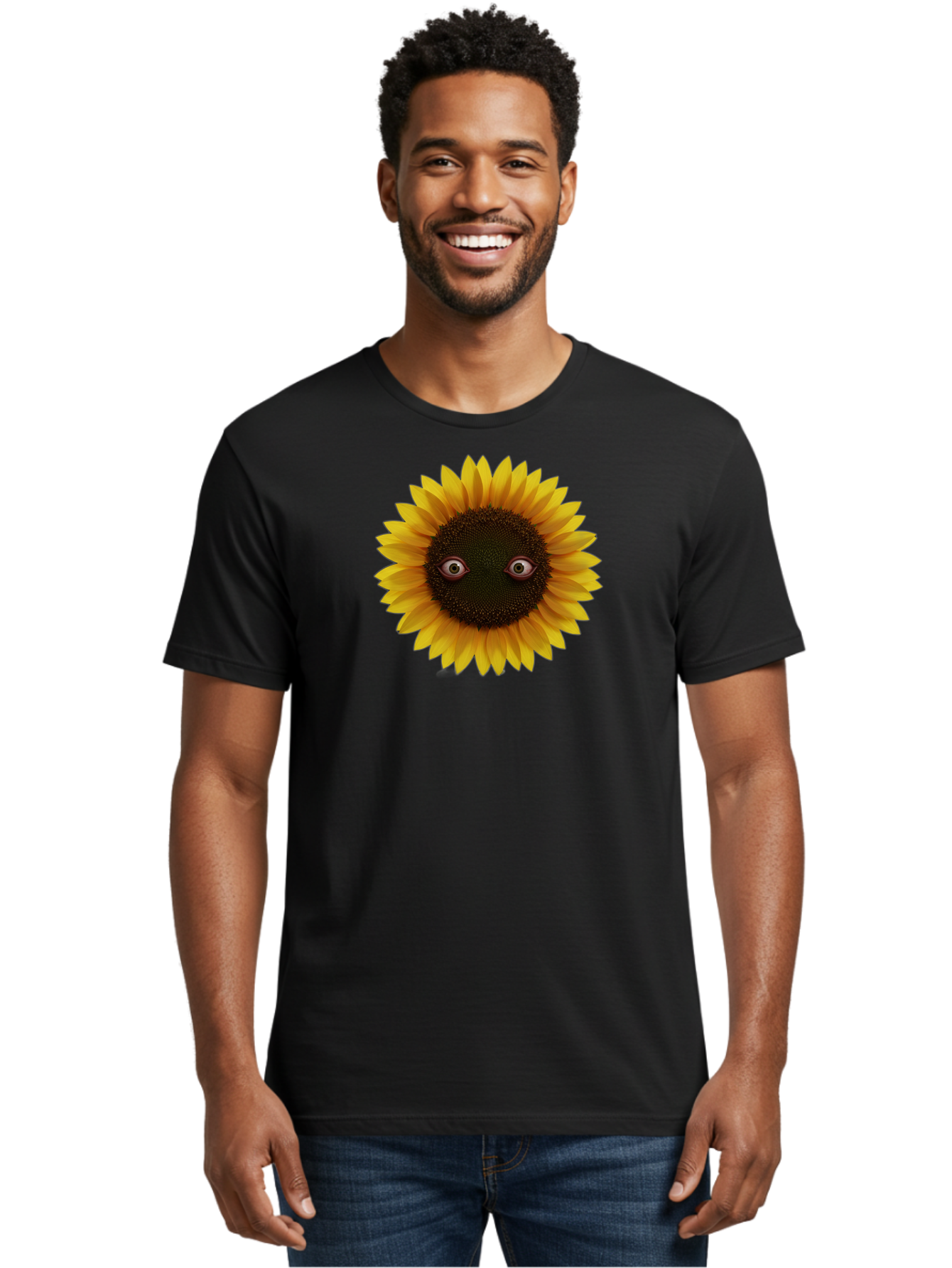 Sunflower-With-Eyes-2 Men'S Graphic Tee, 100% Cotton, Comfortable Casual Summer Wear, Machine Washable, Vintage Camera, Old Camera, Antique Camera, Black Camera, Classic Photography, Photography Equipment, Nostalgic Device, Film Camera, Bag042 27