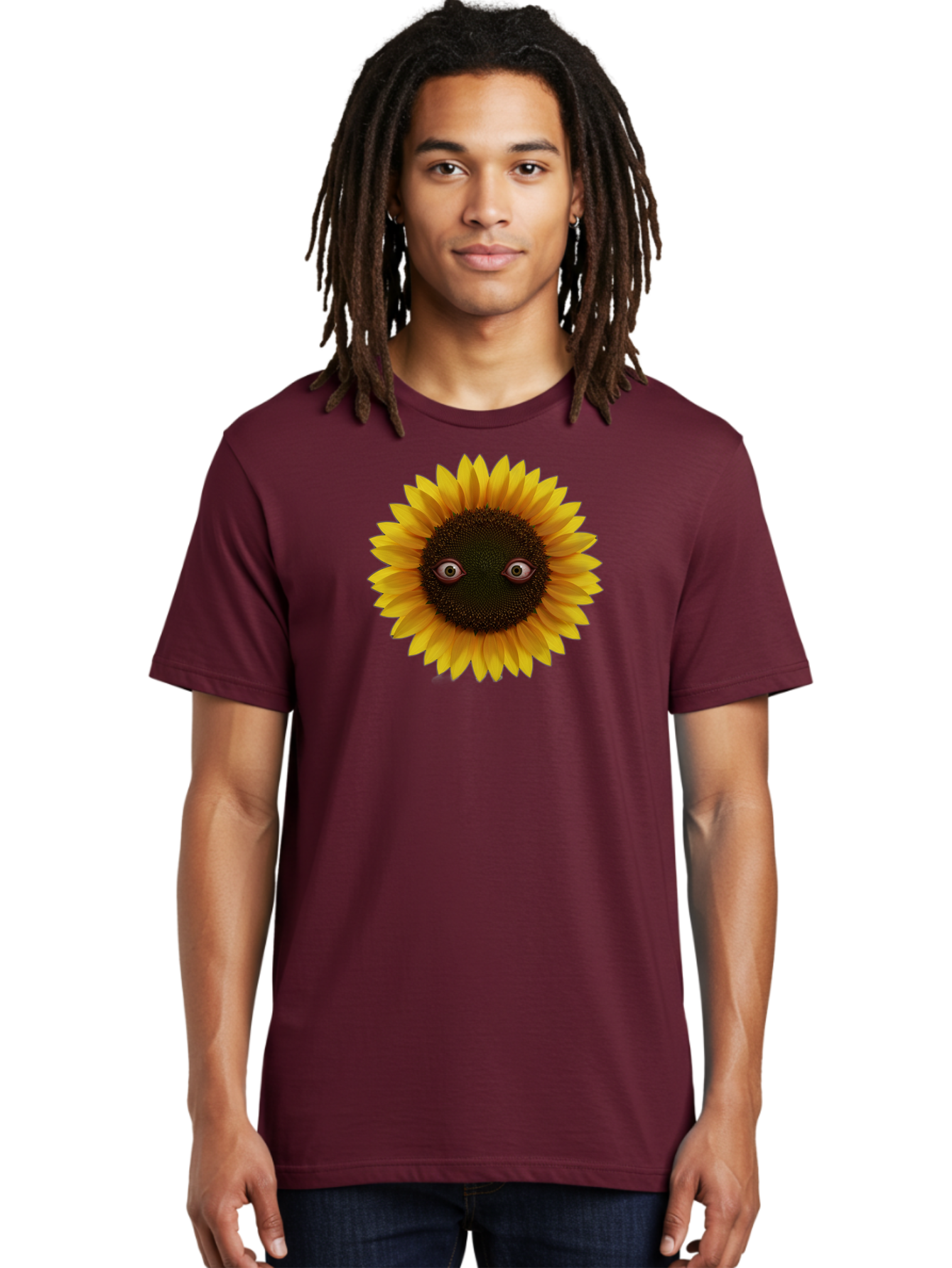 Sunflower-With-Eyes-2 Men'S Graphic Tee, 100% Cotton, Comfortable Casual Summer Wear, Machine Washable, Vintage Camera, Old Camera, Antique Camera, Black Camera, Classic Photography, Photography Equipment, Nostalgic Device, Film Camera, Bag042 30