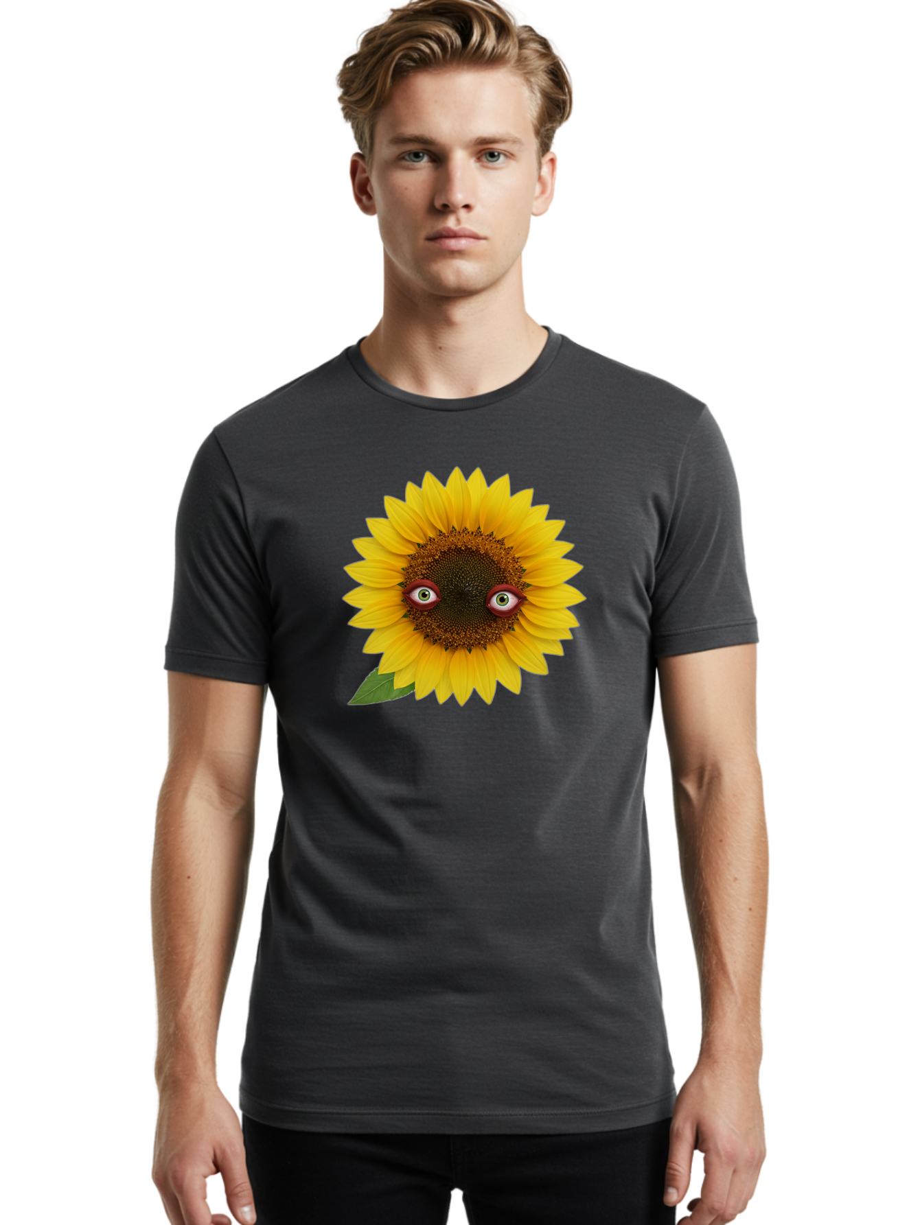 Sunflower-With-Eyes-3 Men'S Graphic Tee, 100% Cotton, Comfortable Casual Summer Wear, Machine Washable, Vintage Camera, Old Camera, Antique Camera, Black Camera, Classic Photography, Photography Equipment, Nostalgic Device, Film Camera, Bag043 21
